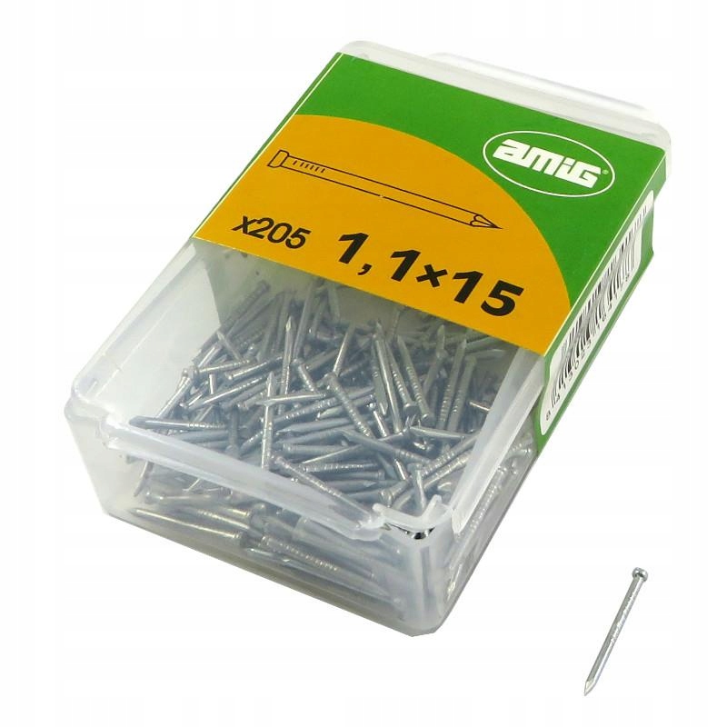 

Gwoździe małe gwoździki żelazne 1,1x15mm 205 sztuk