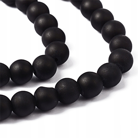 Hurt Koraliki Szklane Matowe Mrożone Czarne Perełki 8mm 40szt