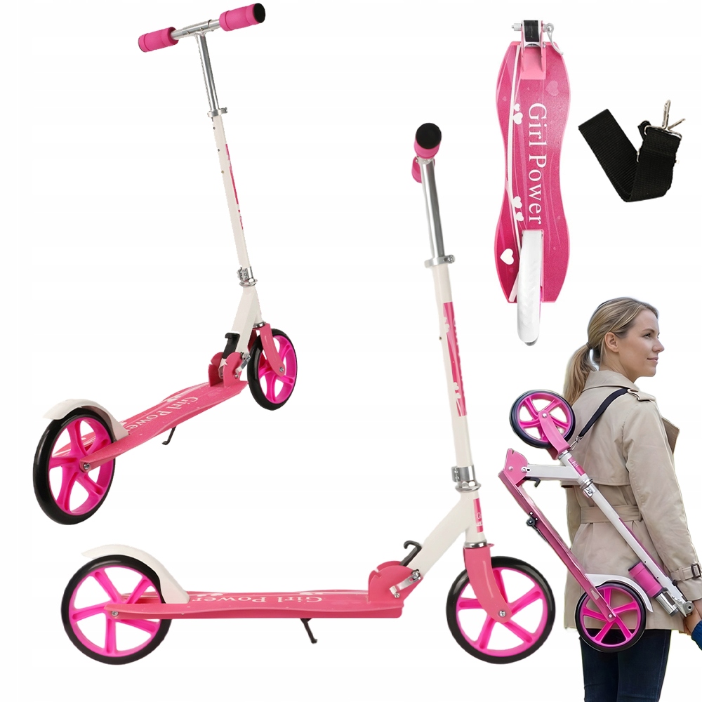 Hulajnoga Miejska Klasyczna Składana Dla Dzieci Regulowana Różowa 200 mm