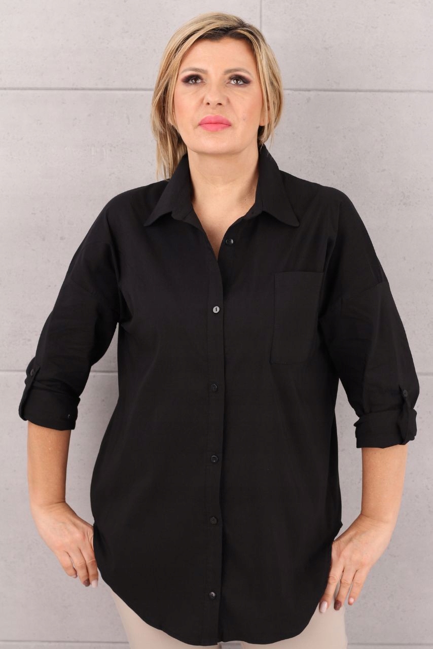 KOSZULA DAMSKA ELEGANCKA BAWEŁNIANA KLASYCZNA OVERSIZE ROZPINANA SKOSZU Marka FEMIMODA