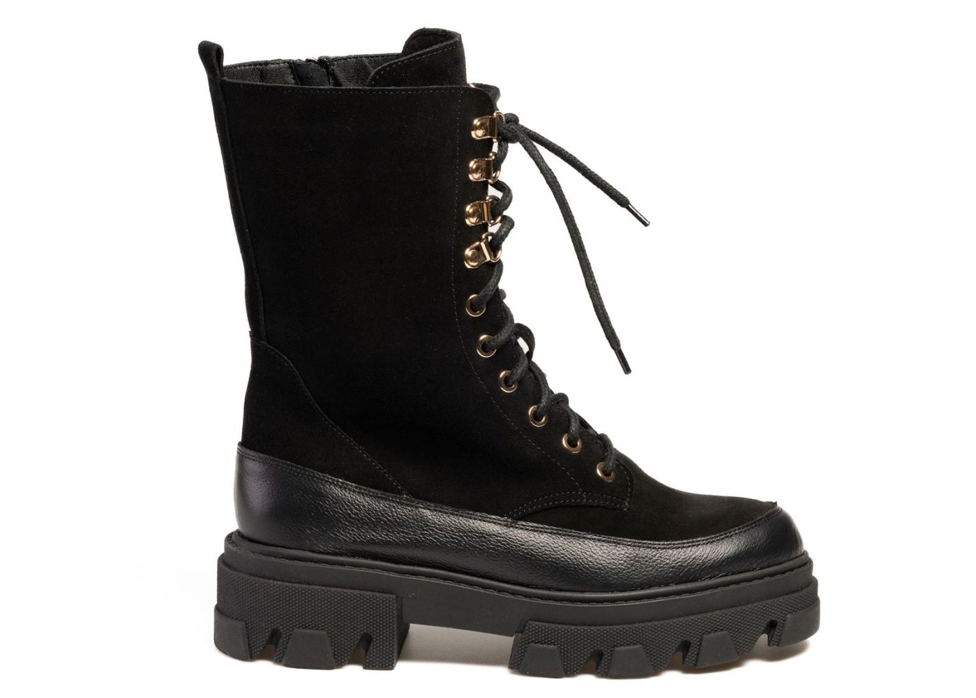 Černé Workery Na Platformě Vysoké Kožené Velurové A Lícové Sempre 37