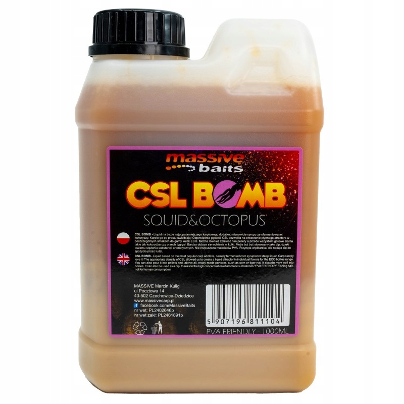 Liquid Booster Zalewa Csl Boomb 1000ml Squid Octopus Massive Baits