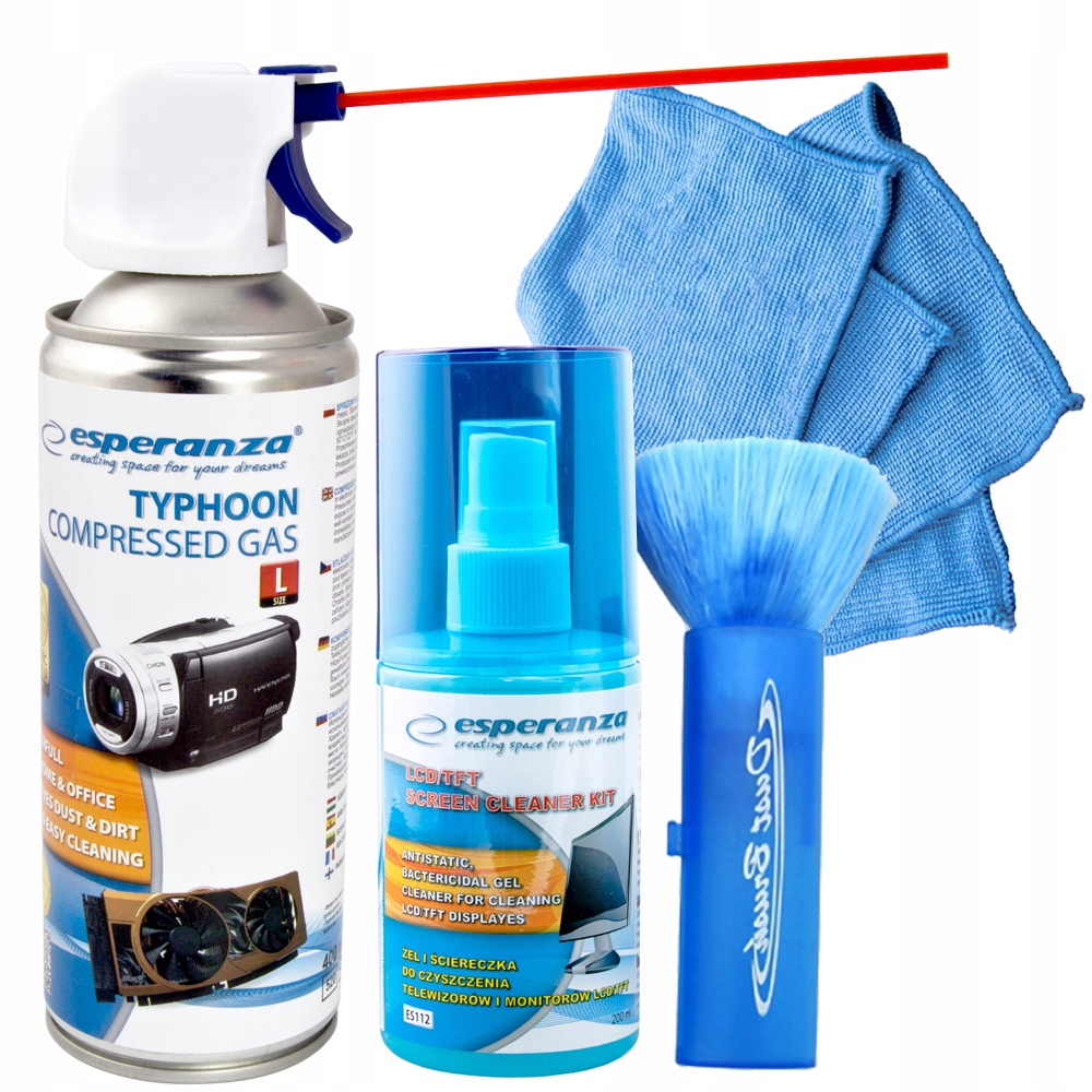 ZESTAW DO CZYSZCZENIA LAPTOPA MONITORA SPRĘŻONE POWIETRZE ŻEL MIKROFIBRA