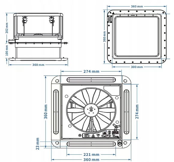 OKNO WENTYLATOR WYCIĄGOWY RV SZYBERDACH WENTYLACJA KAMPER ZE ŚWIATŁAMI Marka bez marki