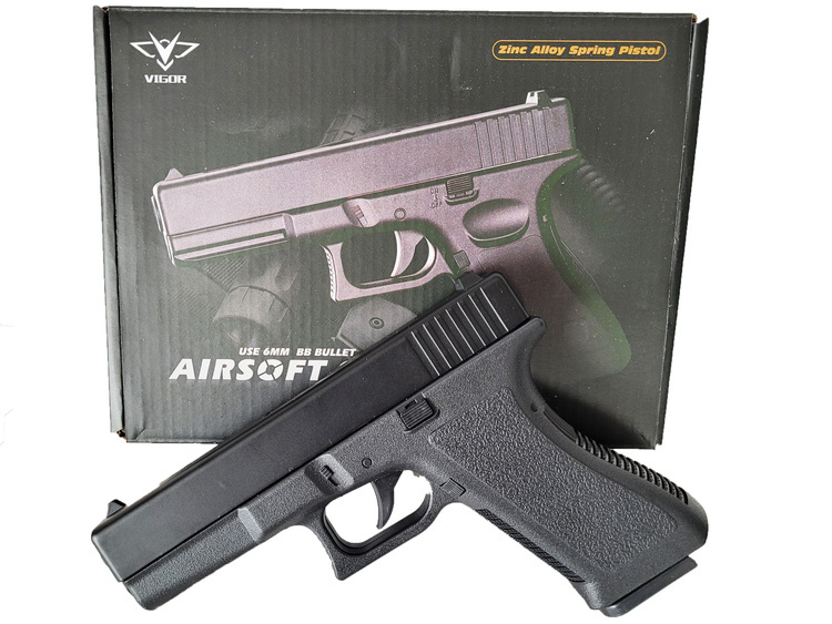 PISTOLET NA KULKI GLOCK 17 ASG POLICJA DOCIĄŻONY +500 GRATIS KULEK Replika