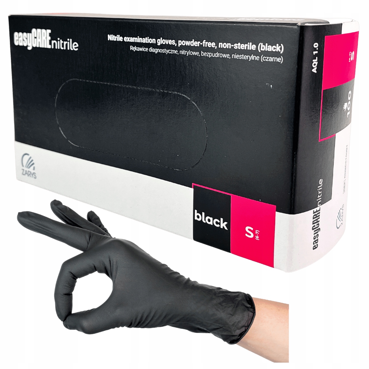 Zarys Rękawice rękawiczki nitrylowe bezpudrowe czarne S