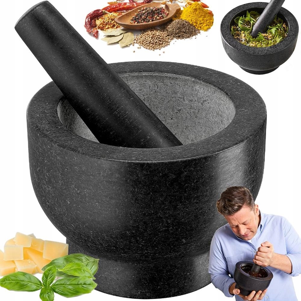 Kuchyňský Hmoždíř Kamenný, Granitový, Masivní Palička Na Koření A Bylinky