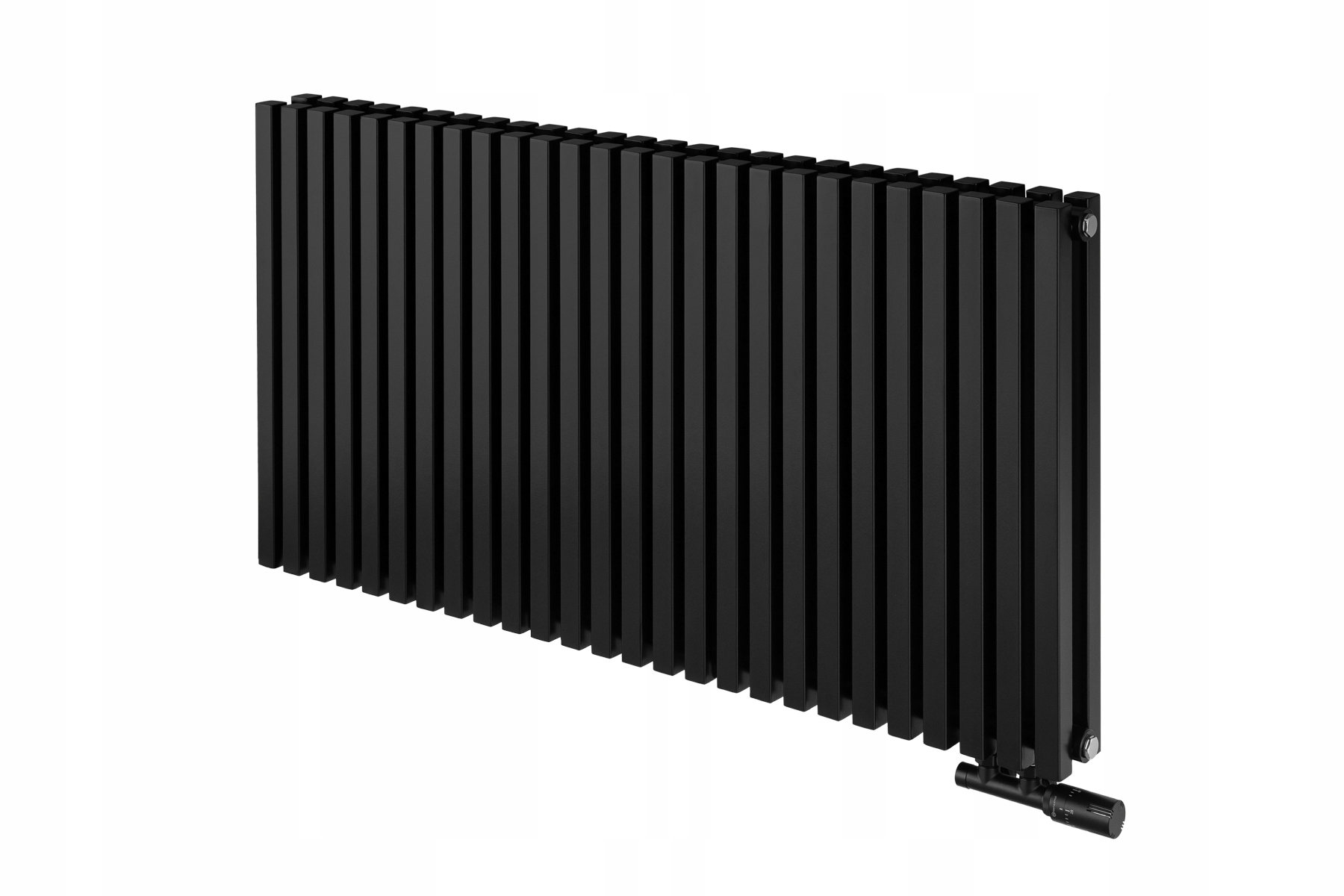 Grzejnik dekoracyjny poziomy stalowy Nomad 600x1170 D50 czarny pod okno