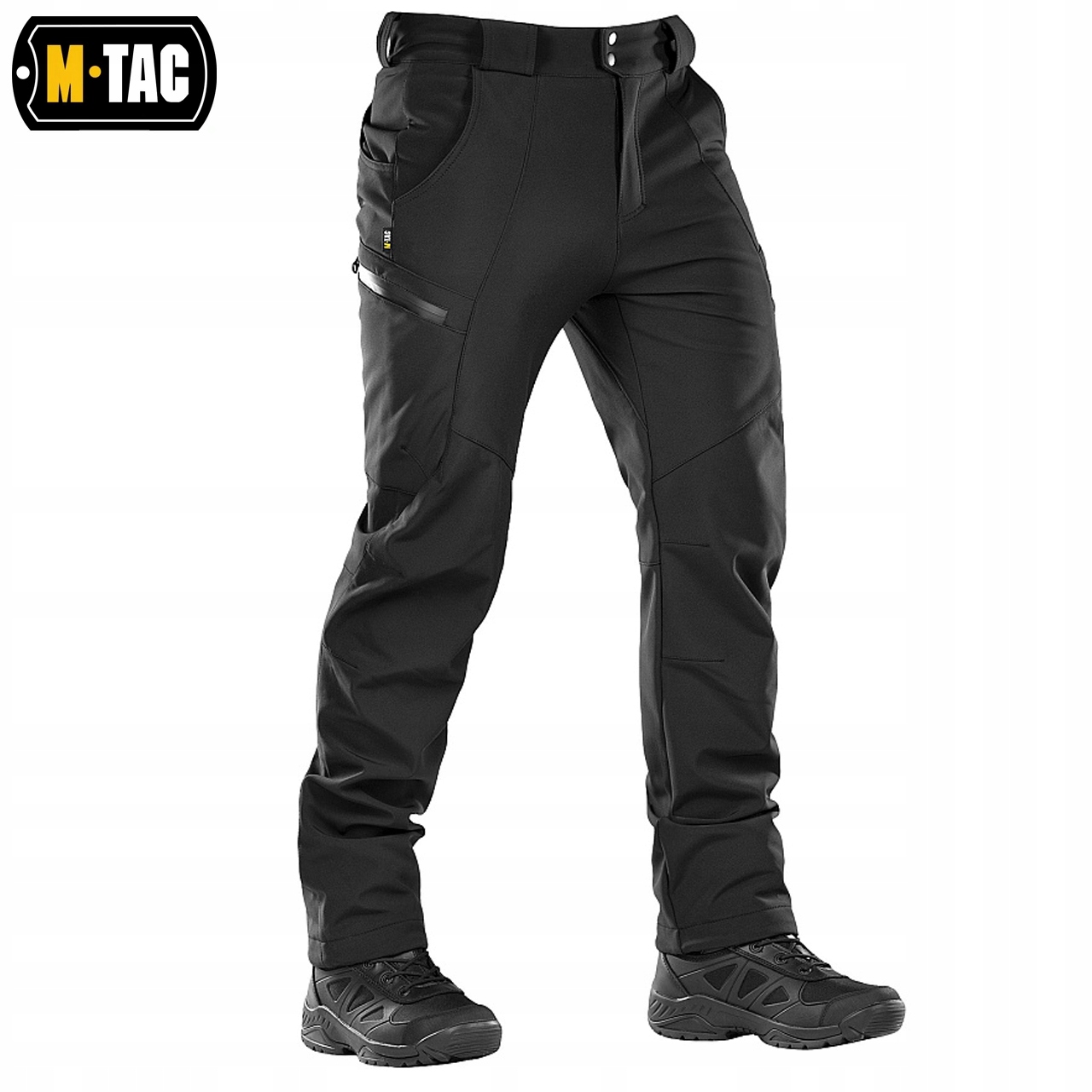 SPODNIE TREKKINGOWE MĘSKIE BOJÓWKI SOFTSHELL WINTER M-TAC CZARNE M Rozmiar M