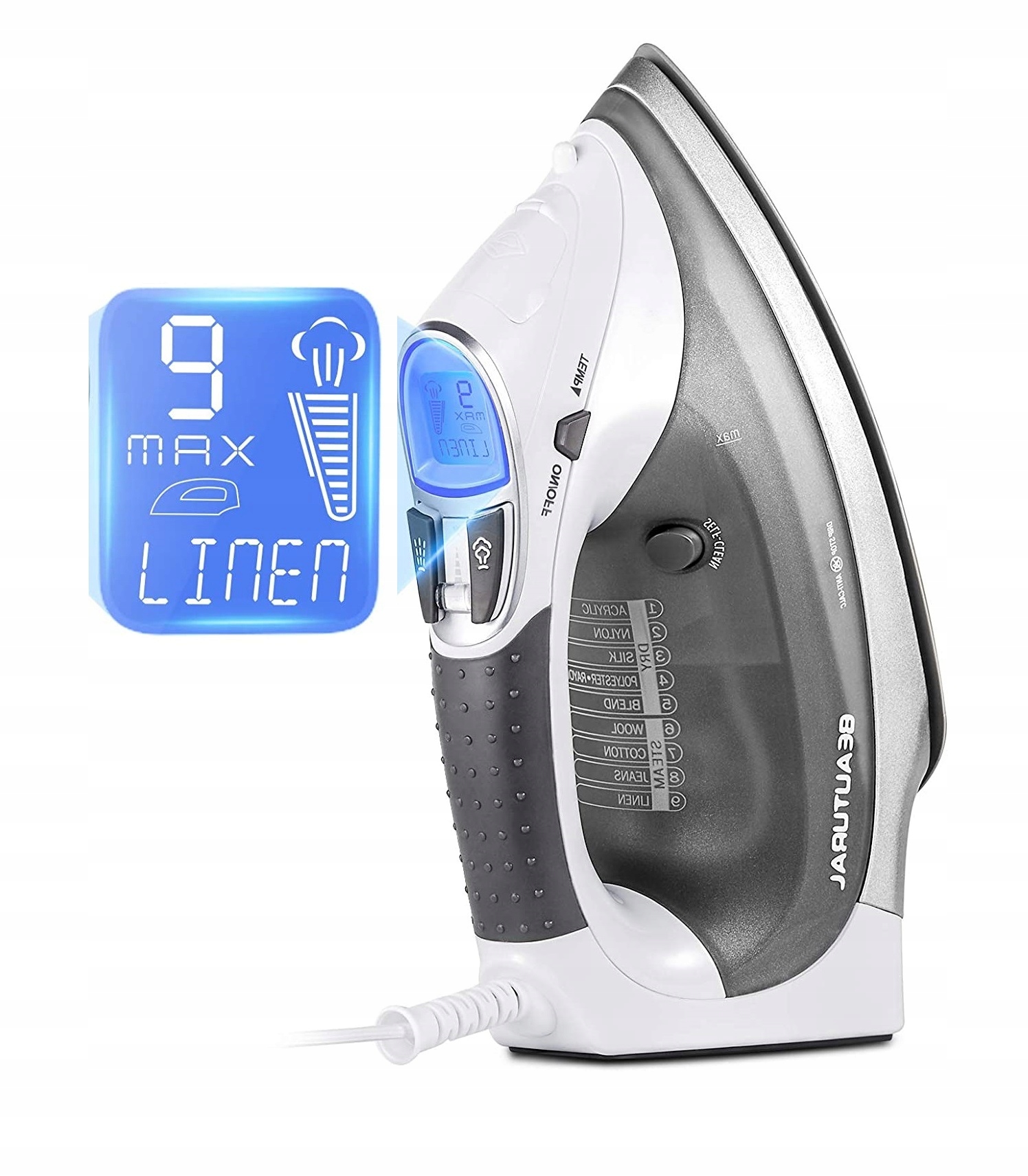 Žehlička parní žehlička s automatickým LCD displejem 2400W Baeutural