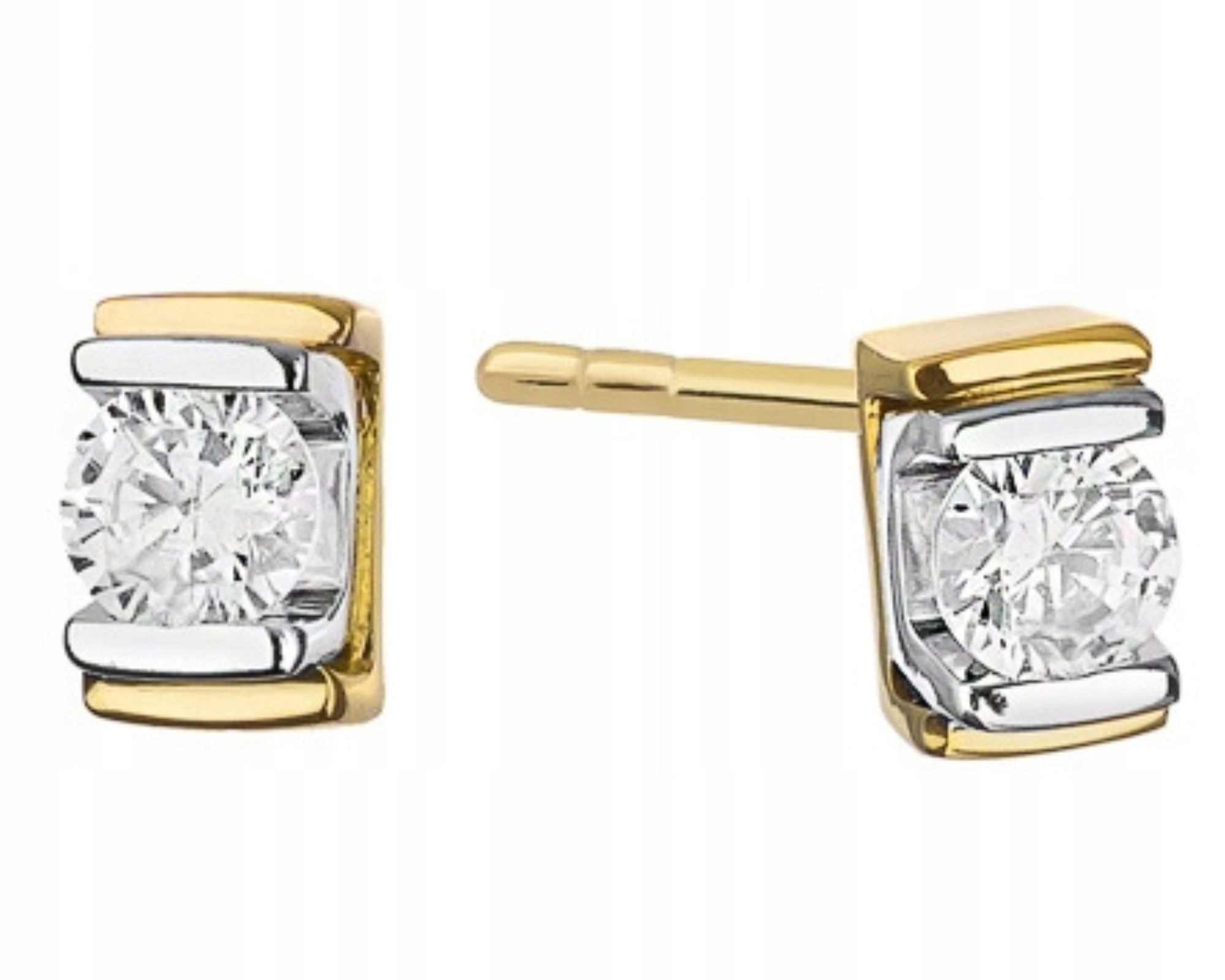 Zlaté náušnice s brilianty 0,20 ct, tyčinky, šroubky