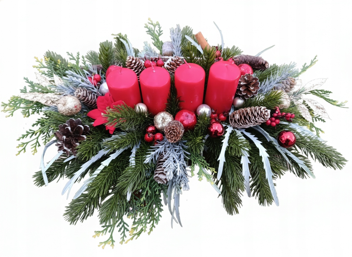 Dekorace Adventní vánoční svíčka Bombička Květináč