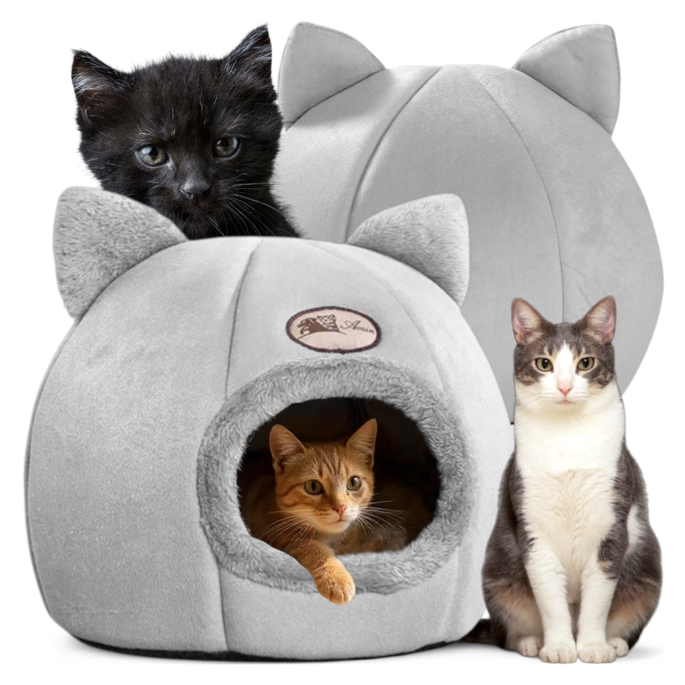 Levně Domeček Pro Kočky Budka Pelíšek Plyšové Na zimu Měkké Potah bouda