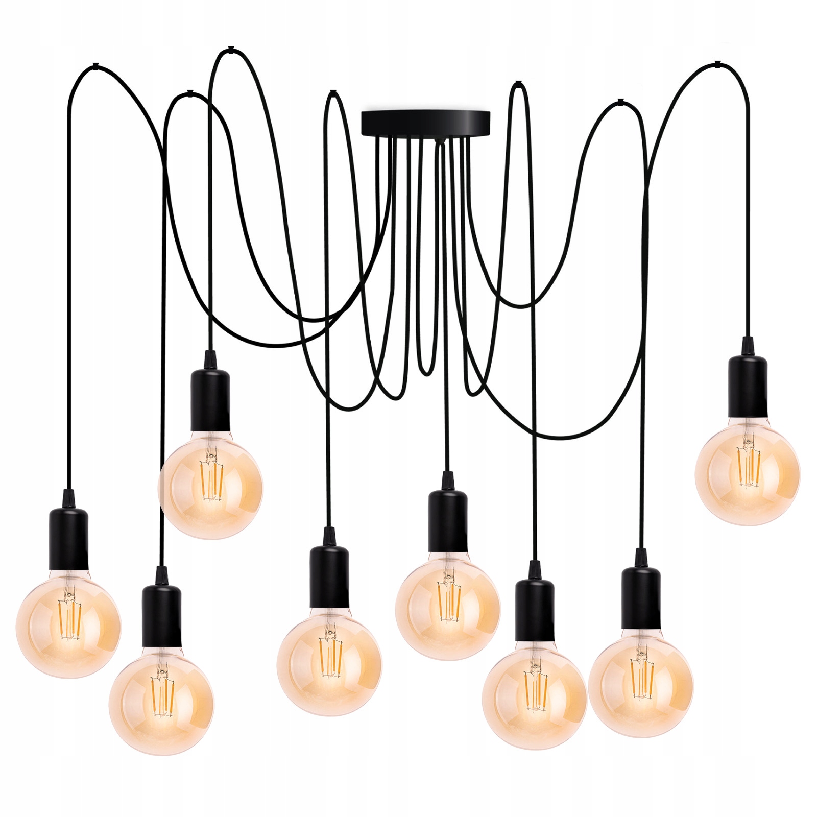 Závěsná stropní Led lampa Lustr Nástěnné svítidlo Pavouk 8x E27 Černá