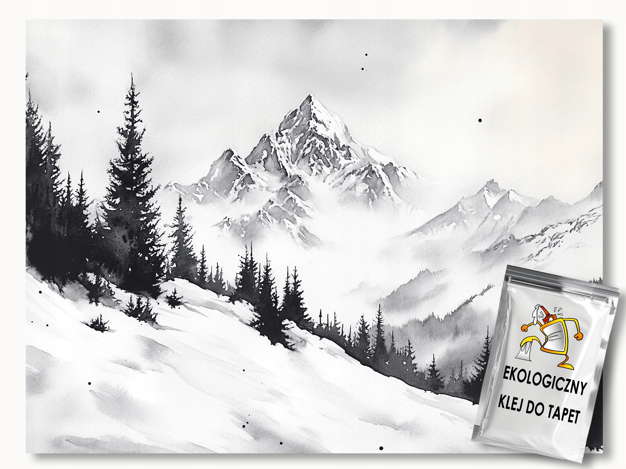 Fototapeta Flizelina Krajina Hory Svah Zima Sníh B&w 350x250 lepidlo