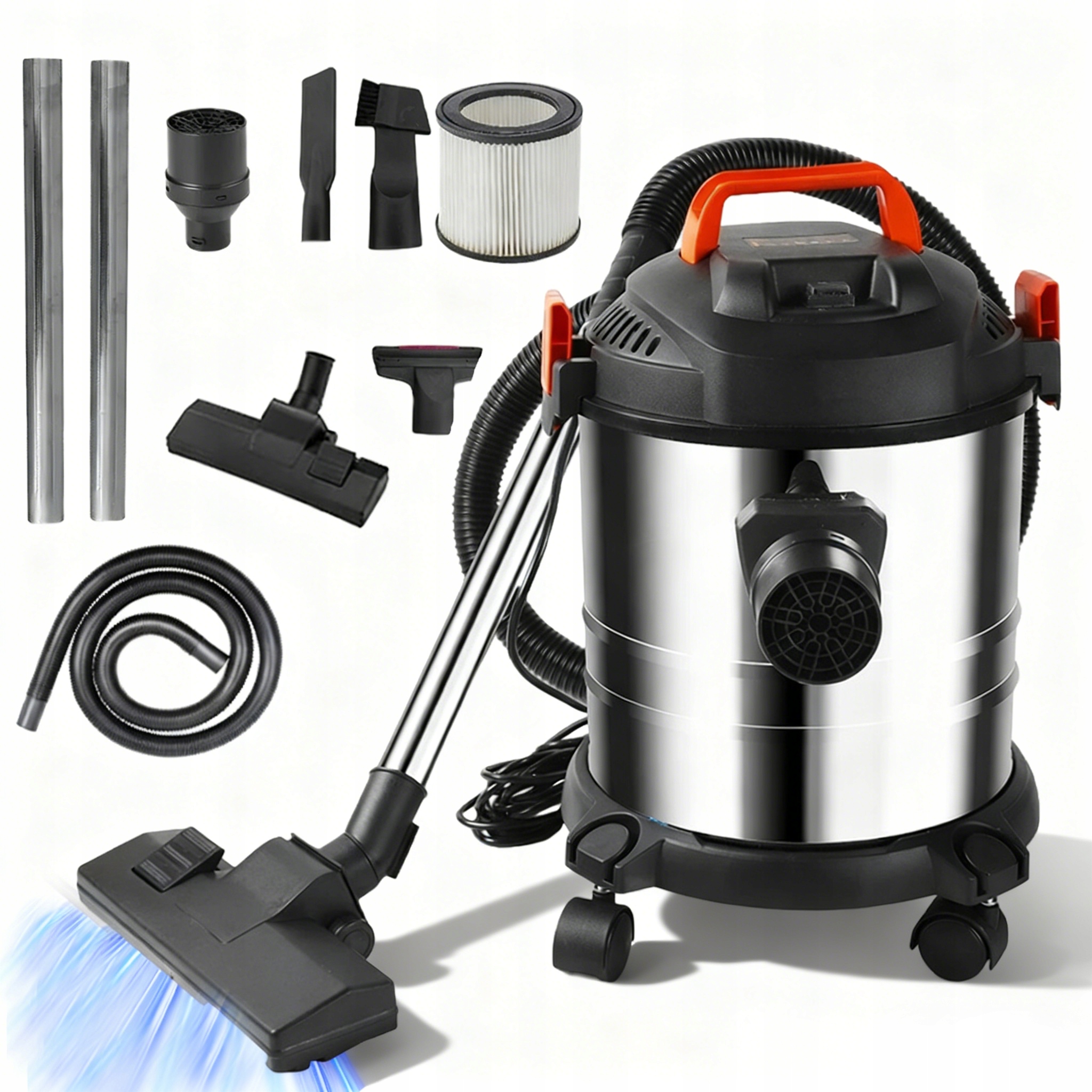 Vysavač Z Nerezové Oceli 20 L 2000 W Výkonný 18 Kpa 6 M Kabel Pro Dílnu