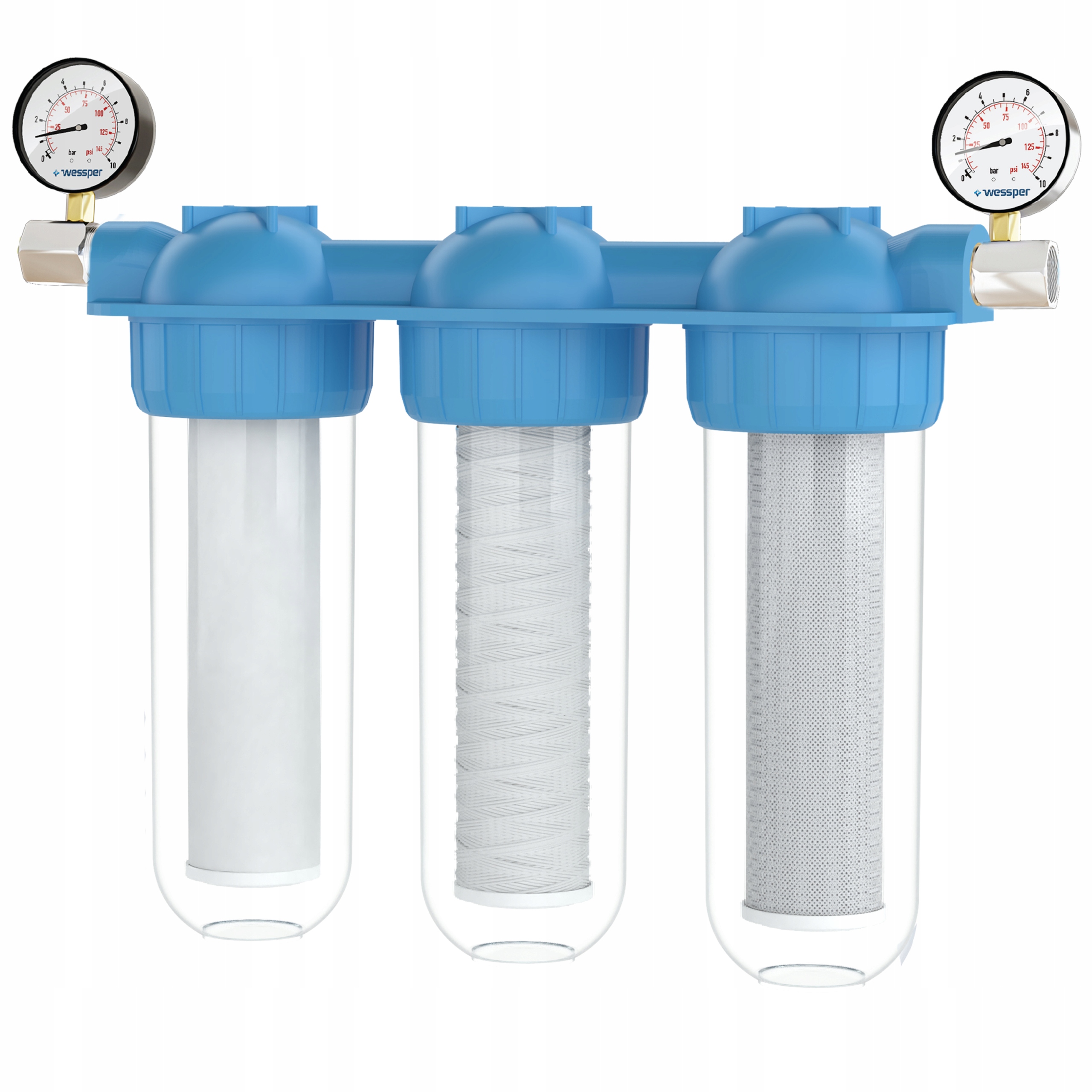 

3 Stopniowy System Oczyszczania WODY+3 Filtry 1''