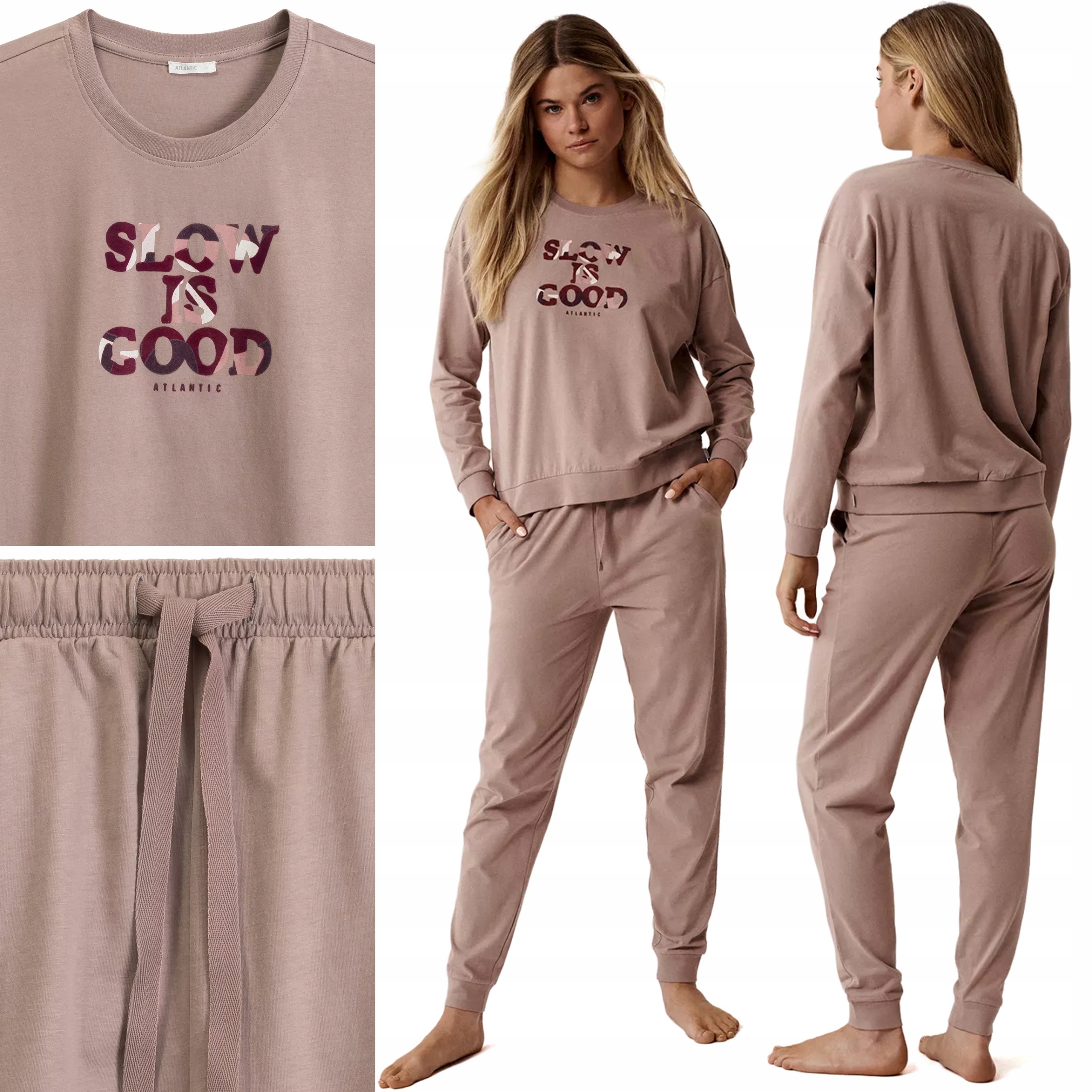Dámské Pyžamo Atlantic NLP-499 Domácí Tepláková Souprava 100% Bavlna XXL
