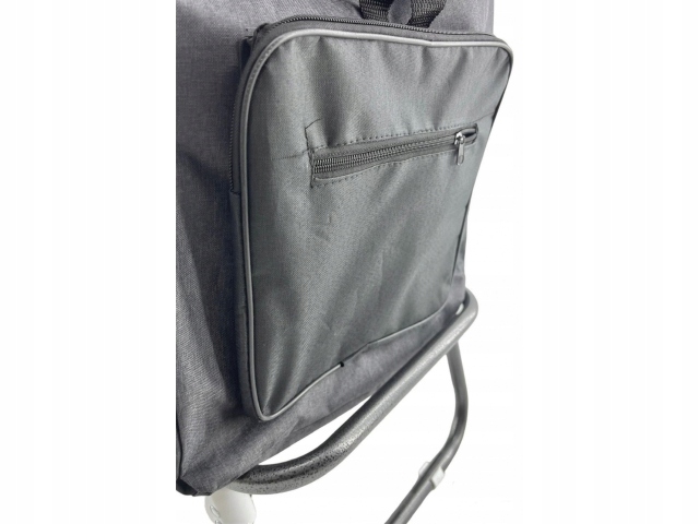 TORBA AVENTURE NA KÓŁKACH WÓZEK NA ZAKUPY 40L - SZARO-CZARNA Materiał poliester