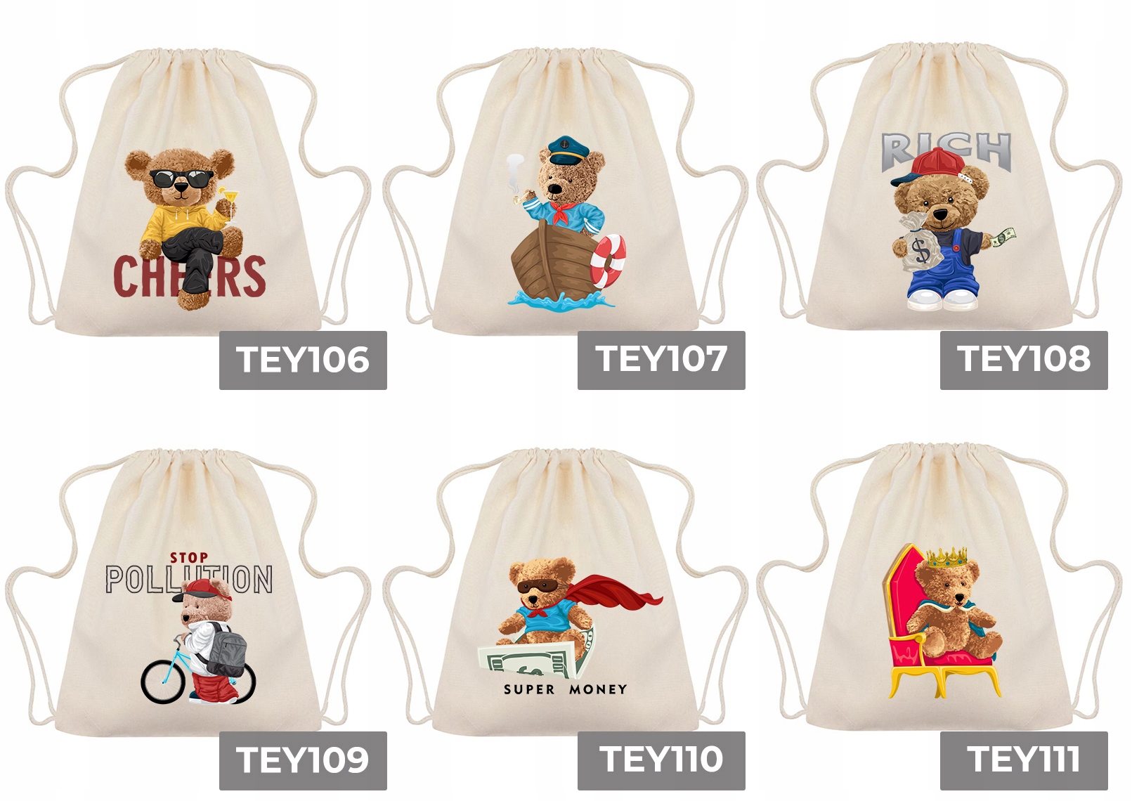 Worek Plecak Beż Na Wycieczki Eko MISIE TEDDY Wz Cechy dodatkowe brak