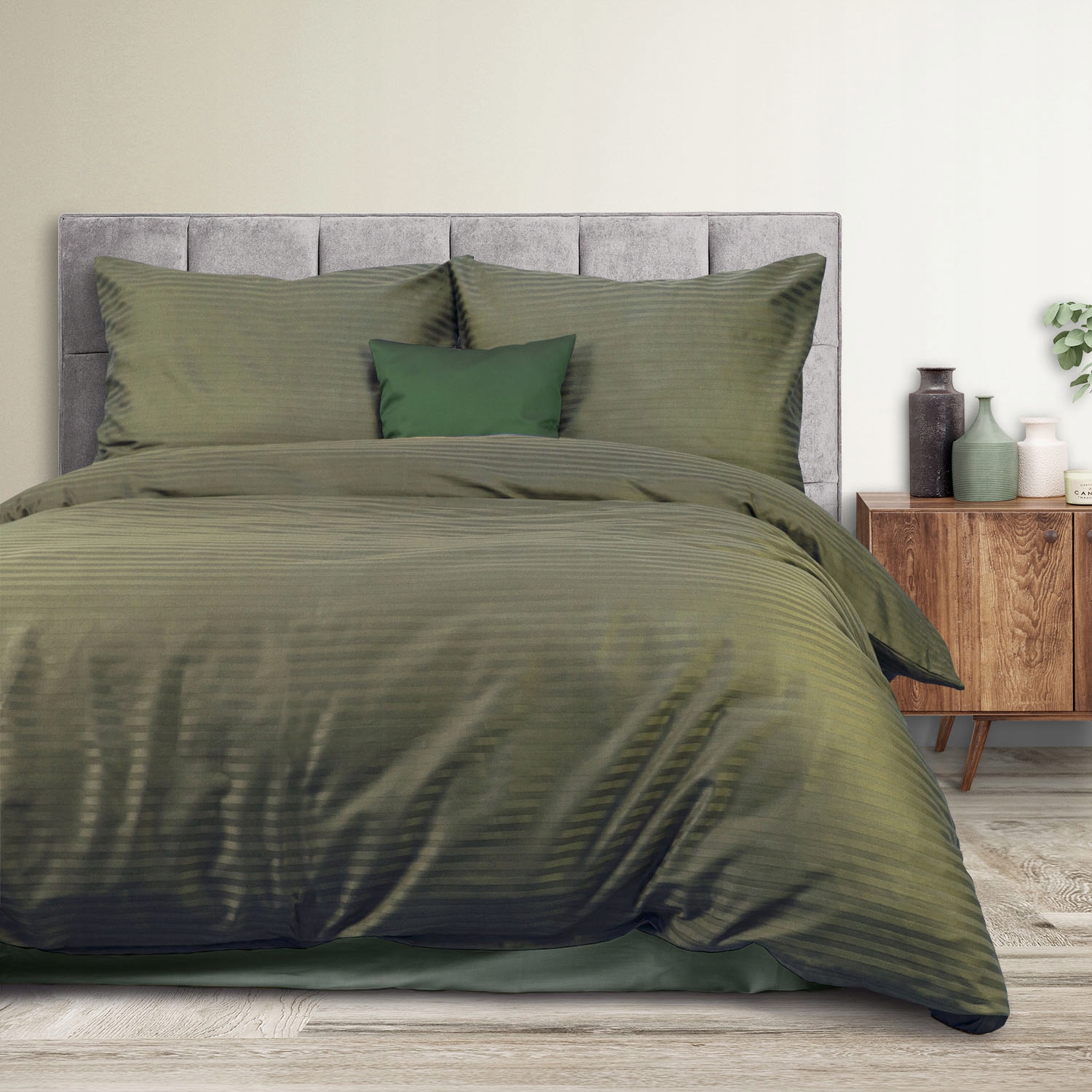 Posteľná Bielizeň bavlnená saténová Cizgili Olive GREEN/160x200 Exclusive (akcia)