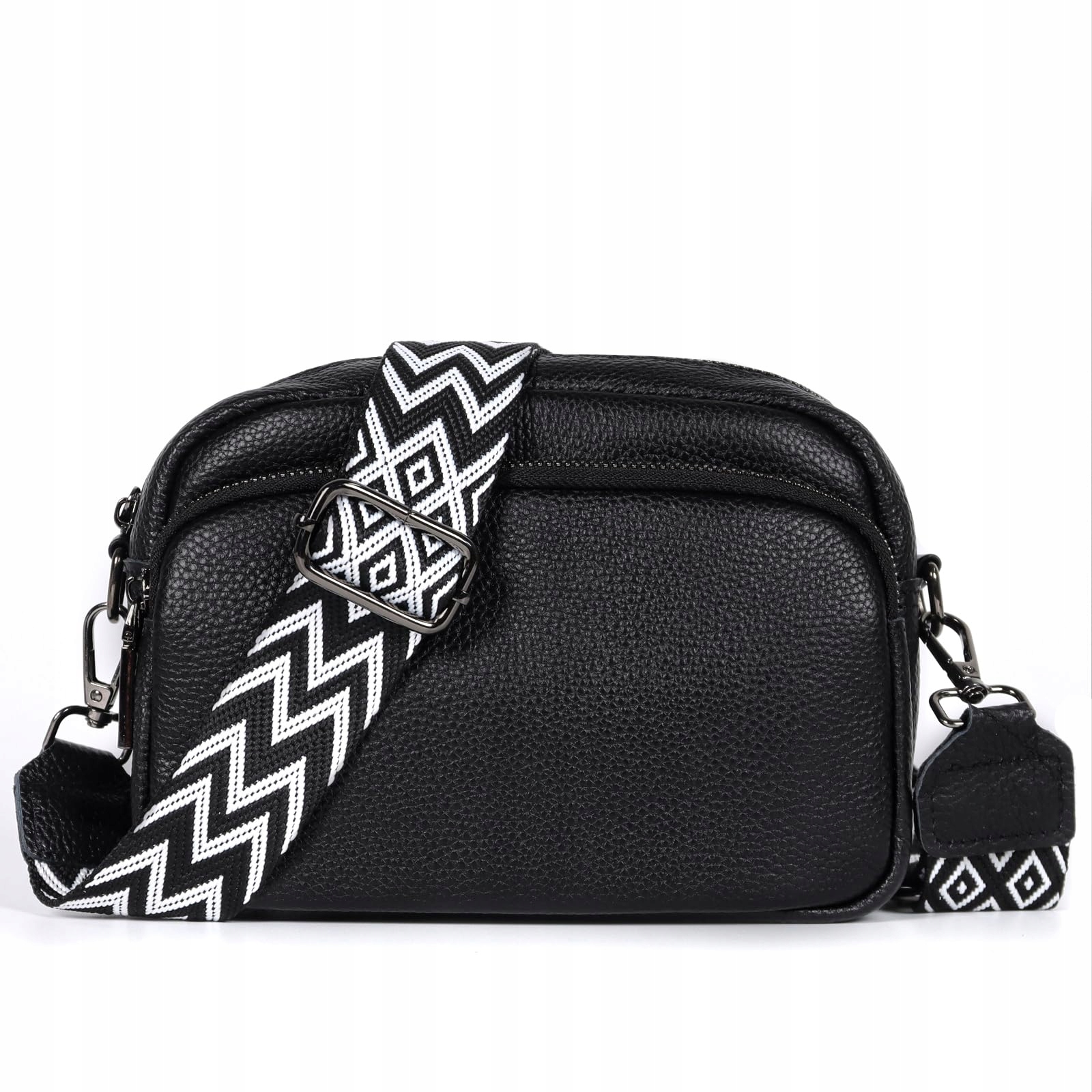 Dámská Kabelka Přes Rameno Černá Kůže Pu Kabelka Přes Rameno Ozdobný Pásek