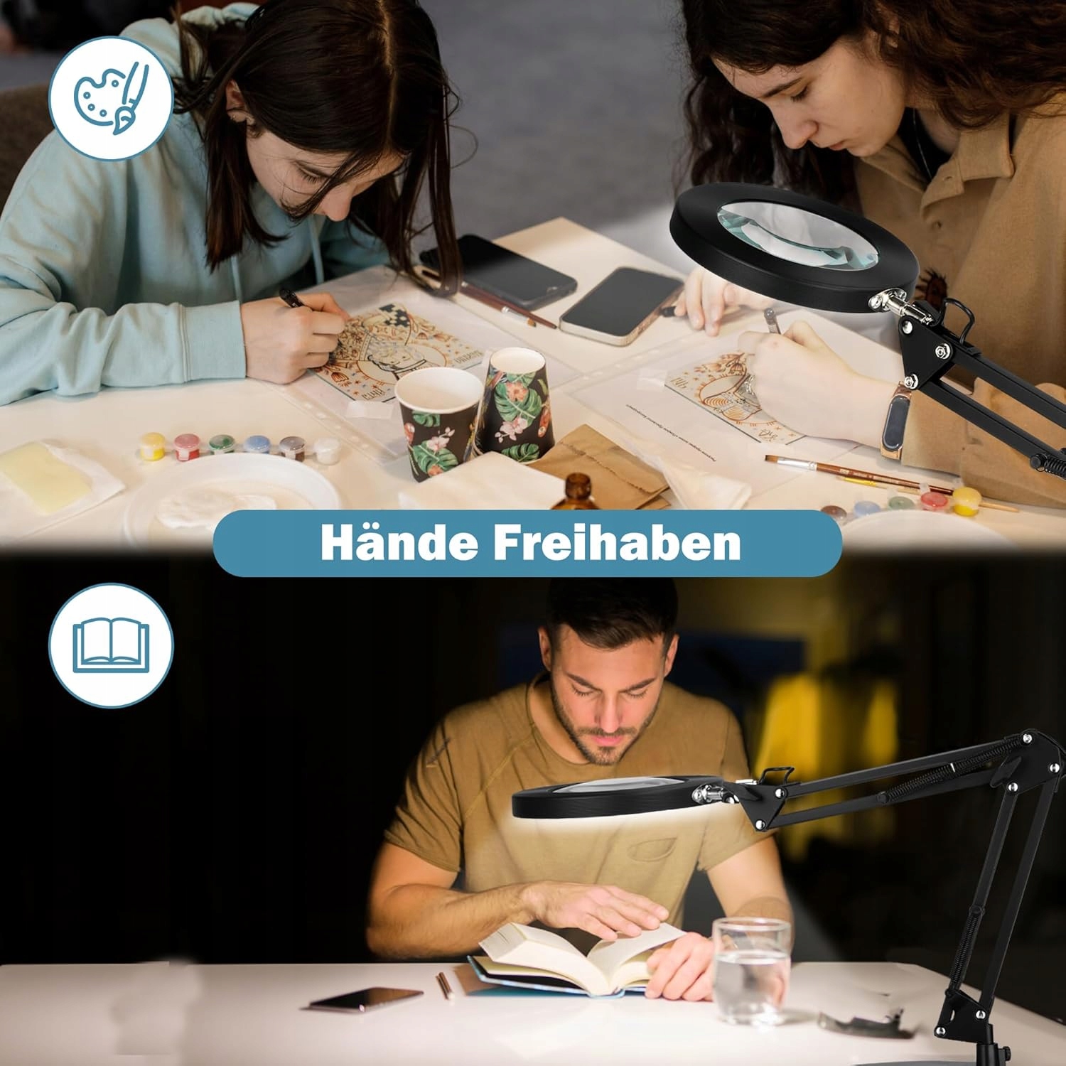 Lampka Biurkowa LED z Lupą Powiększającą do Serwisu Czytania Marka Inna