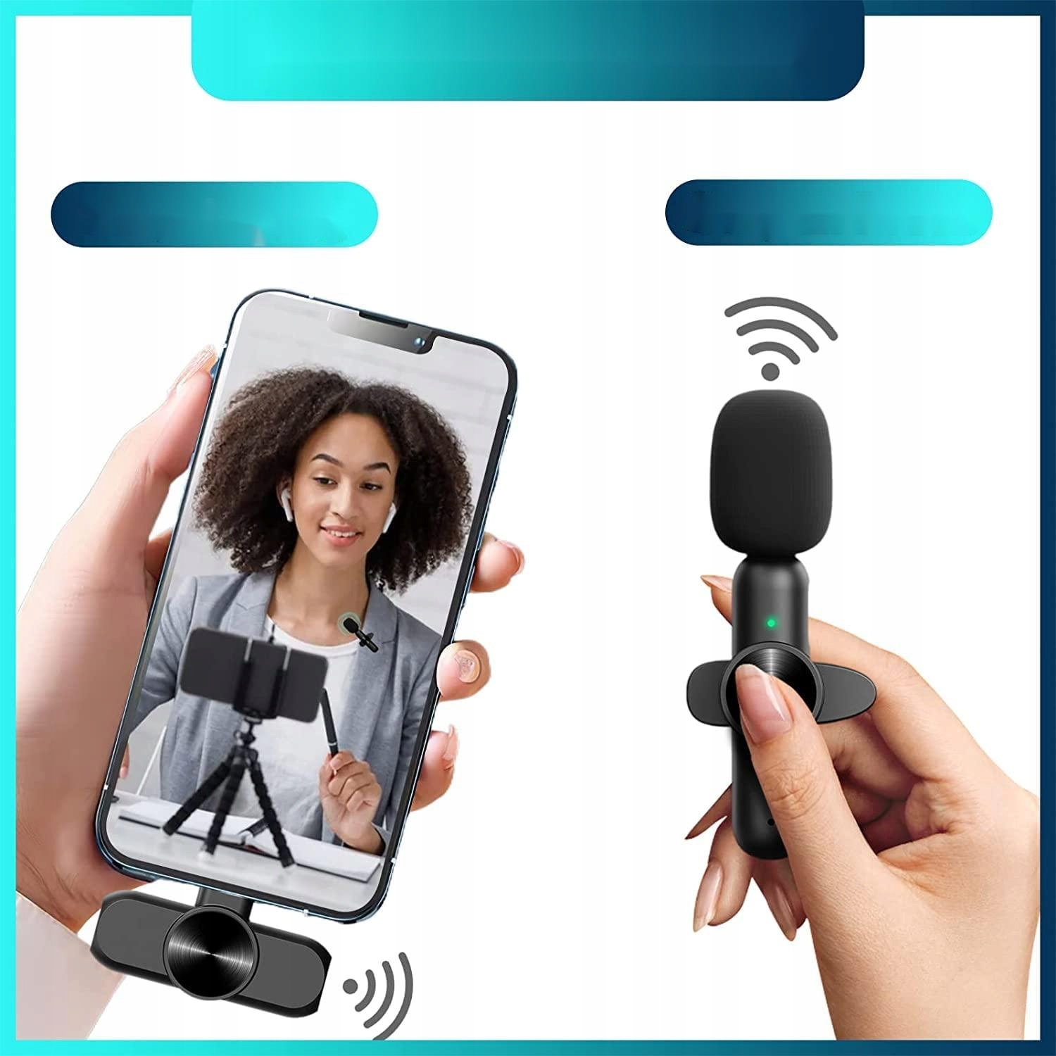 BEZPRZEWODOWY 2X MIKROFON KRAWATOWY DLA IOS IPHONE Rodzaj dynamiczny