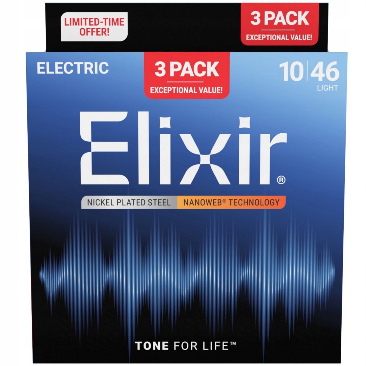 Struny Elixir NanoWeb Nickel Plated (10-46) 3pack