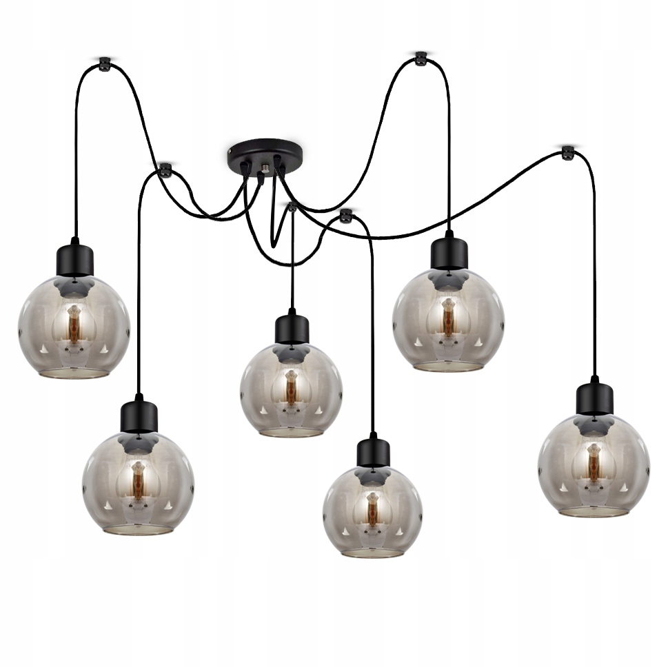 Sklenená závesná stropná lampa Luster Pavúk Kule