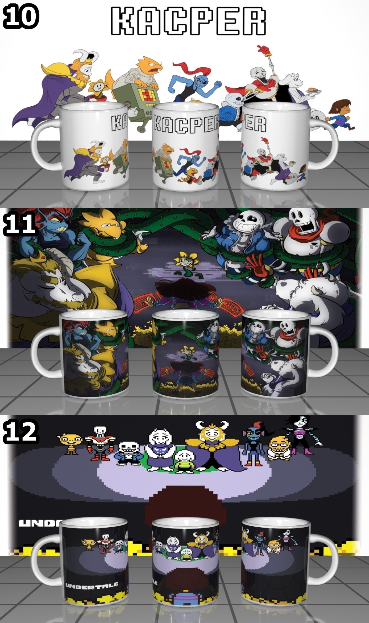 KUBEK UNDERTALE Sans Papyrus Toriel + KARTONIK Tematyka, motyw UNDERTALE