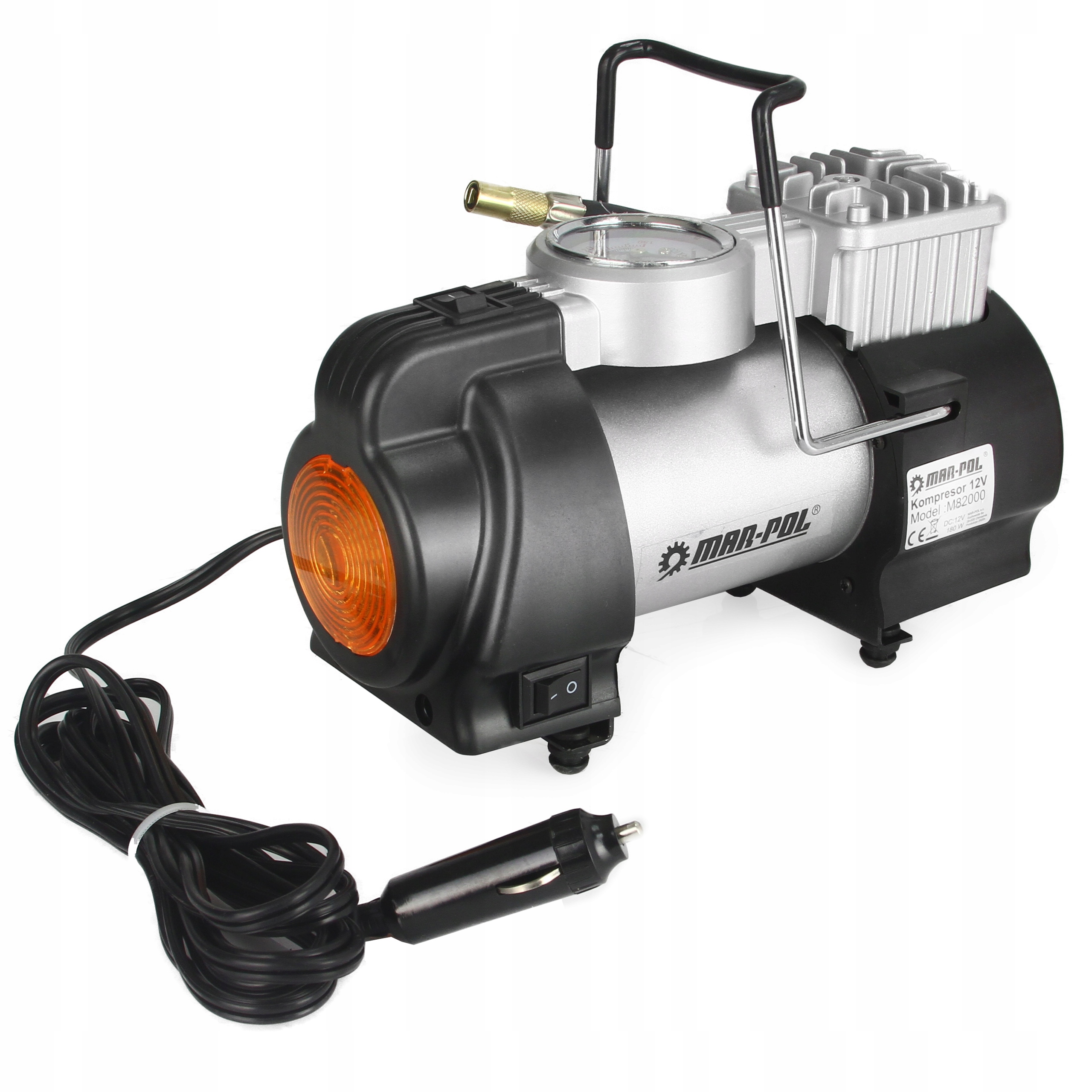 KOMPRESOR SAMOCHODOWY 12V NA ZAPALNICZKĘ MANOMATER Marka Mar-Pol