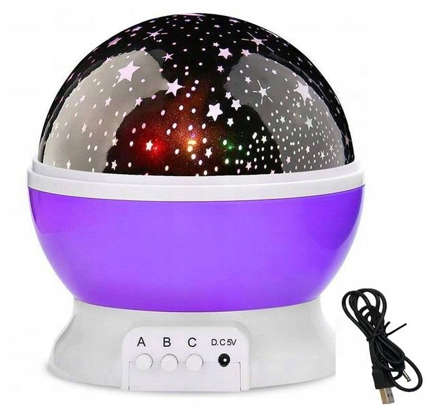 

Lampka Nocna Led 2w1 Projektor Gwiazd Obrotowa 360