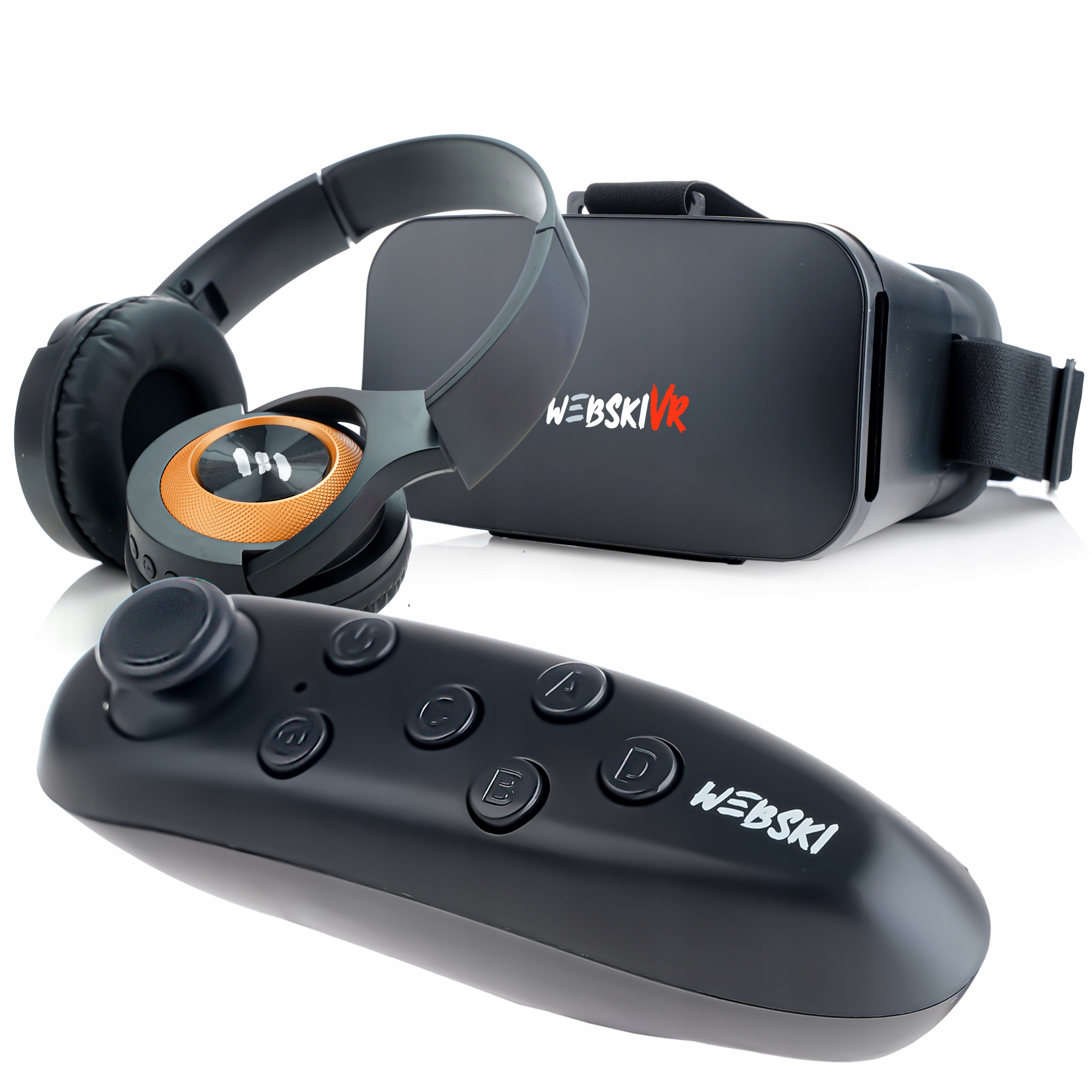 Herní Sada Brýle Google Vr 360 Stupňů 3D Dálkové Ovládání Bluetoot Sluchátka