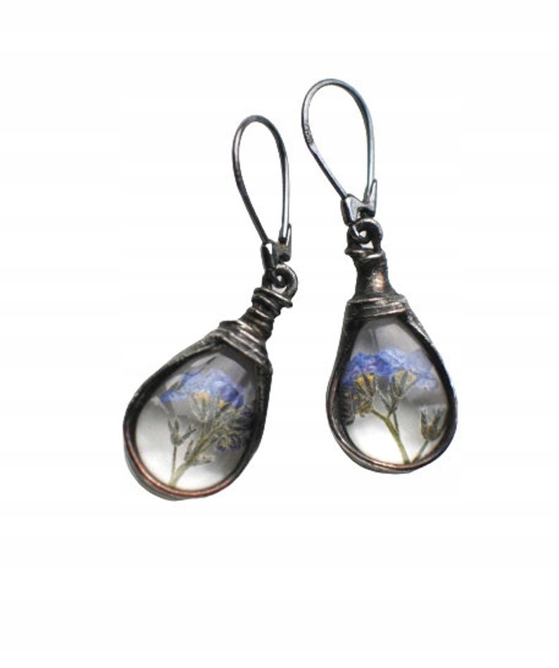 

Wiszące kolczyki Niezapominajki, Niebieskie kwiaty