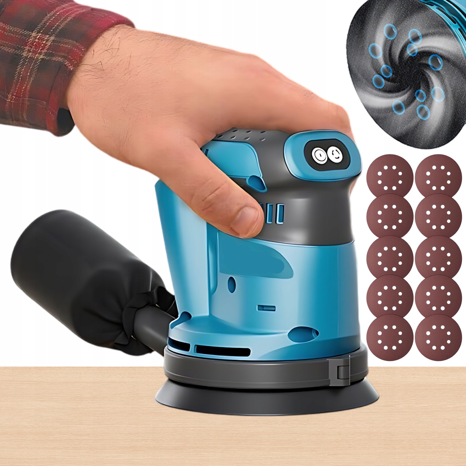 Excentrická Vibrační Bruska na Dřevo a Kov s Regulací Otáček 125mm 300W