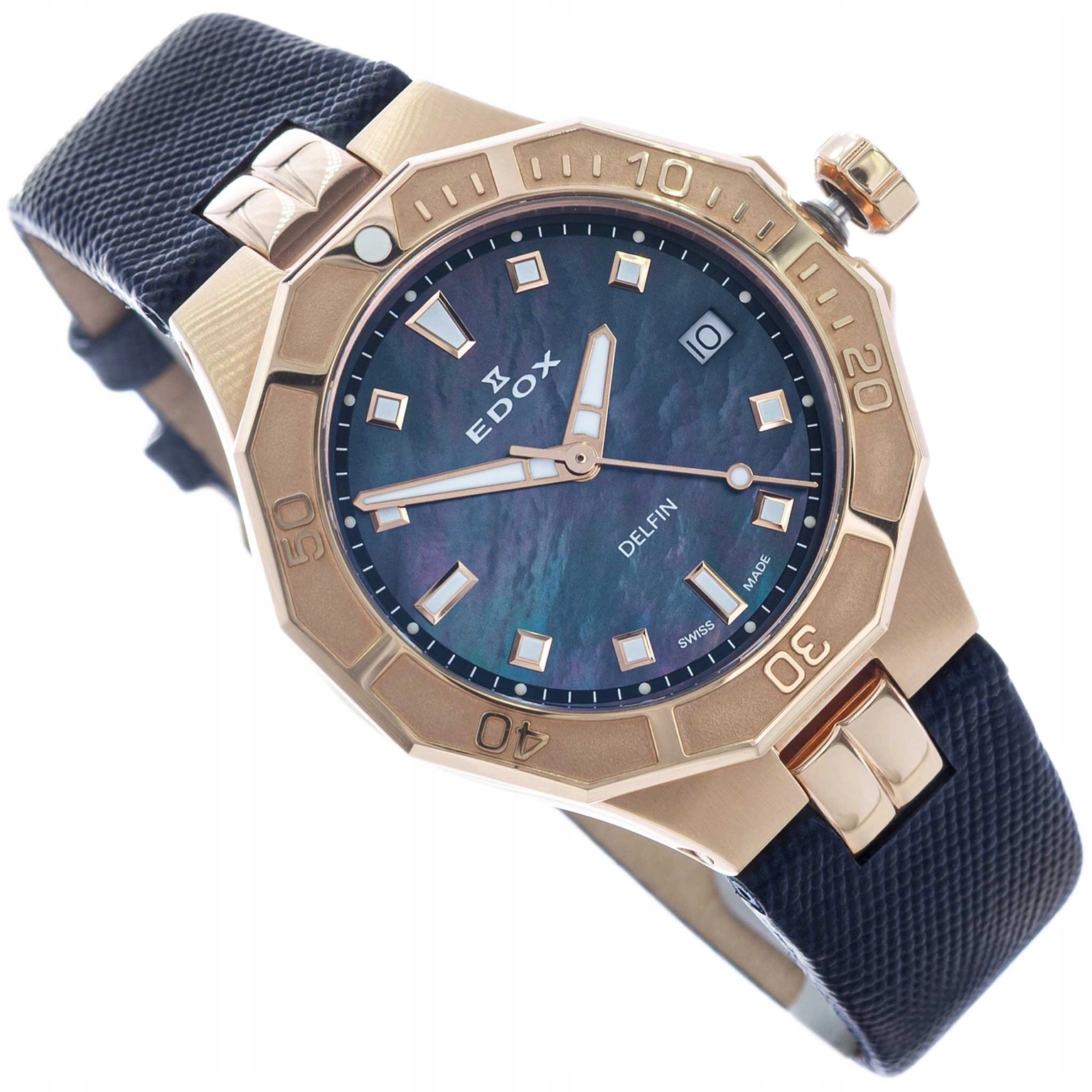 Dámské Hodinky Edox 53020 37RC Nan Delfín The Original Diver Date Lady