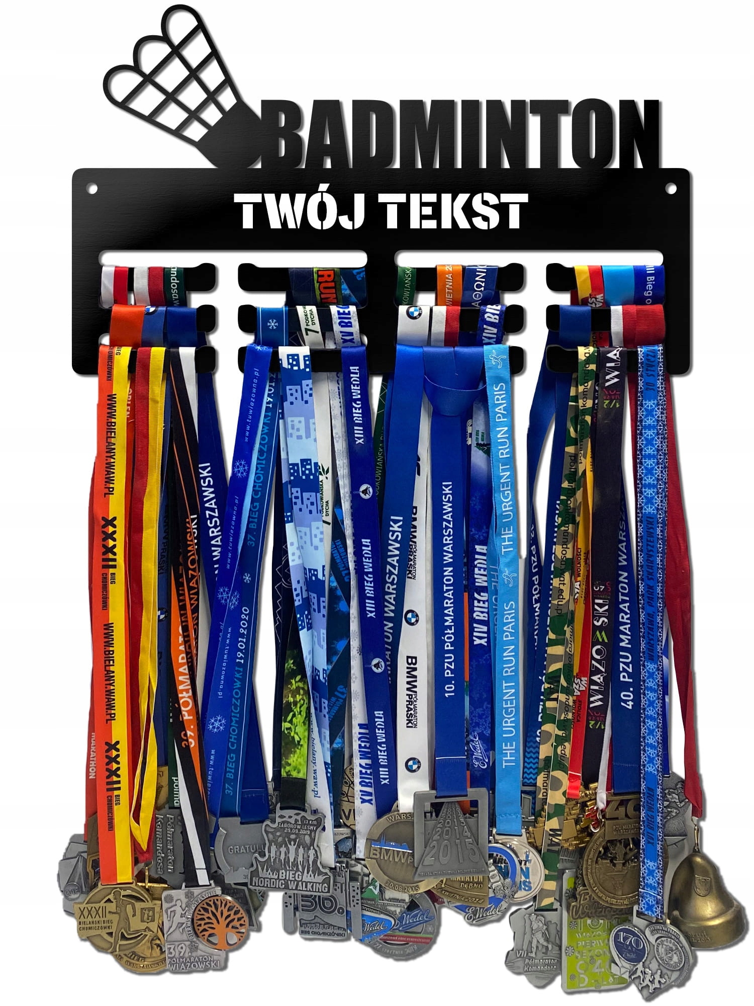 Wieszak na medale Badminton twoje imię dowolny tekst 200.3