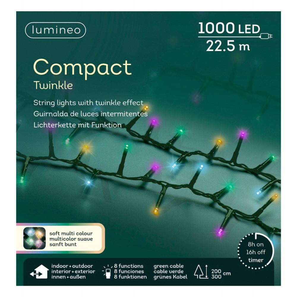 1000 Led venkovní/vnitřní světla Soft Multicolor s programátorem 23 m