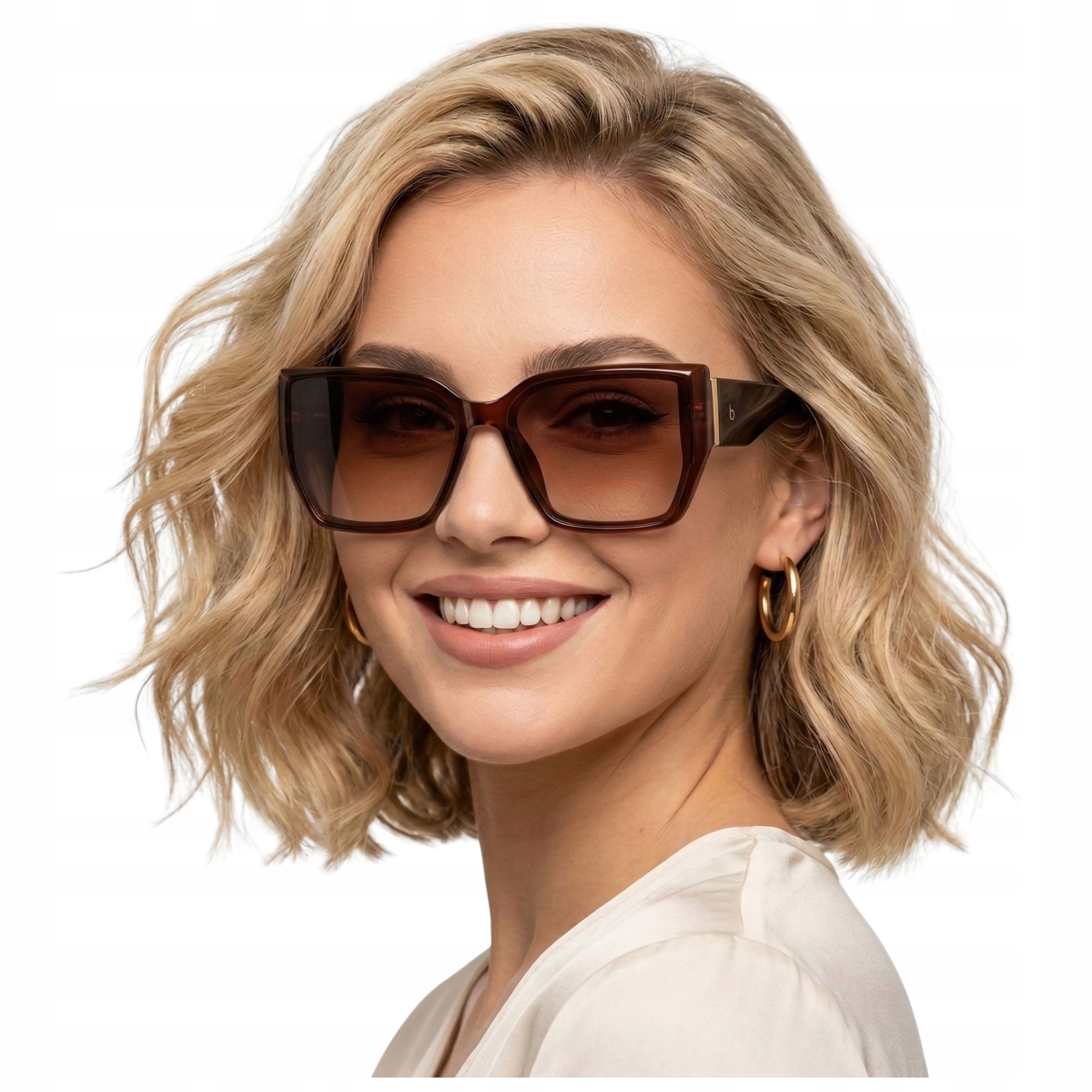 Okulary przeciwsłoneczne damskie z polaryzacją brązowe panterkowe Brilo