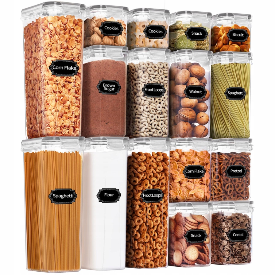 Plastové Nádoby Na Potraviny, Hermetické Vzduchotěsné Krabičky 16 Ks Etiketa