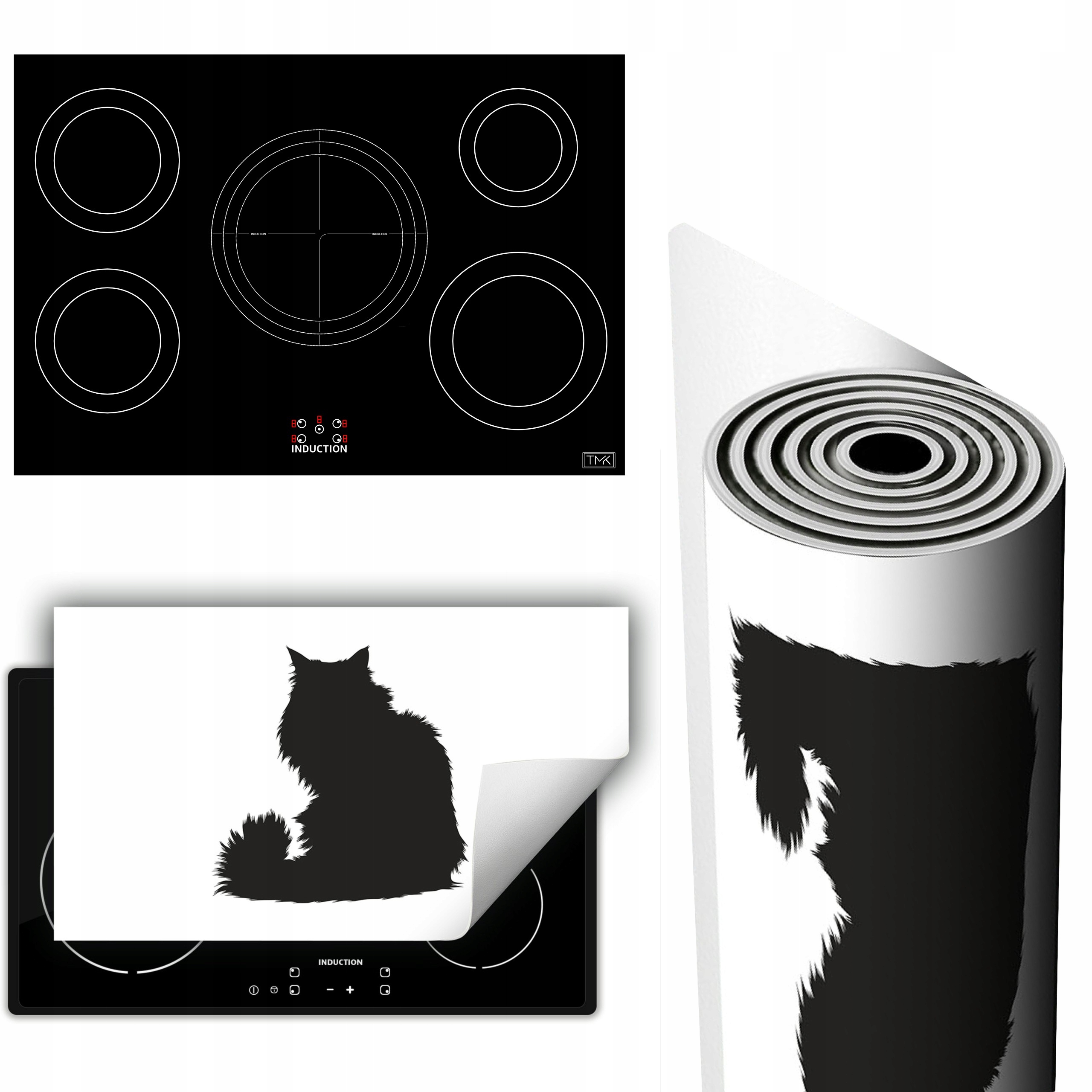 Vinylová Podložka Na Ochranu Kuchyňské Desky 90x52 černá kočka