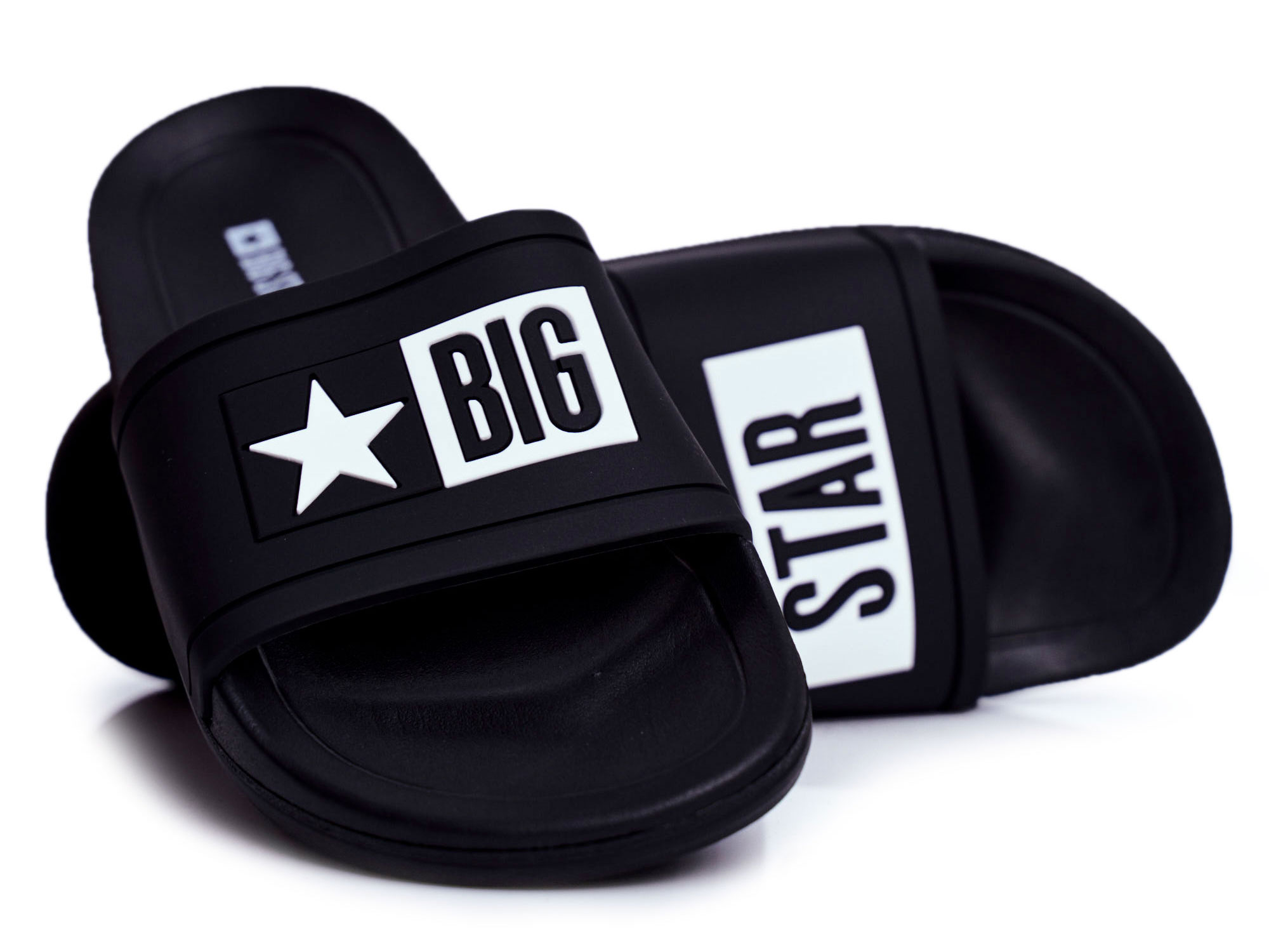 

Męskie Czarne Klapki Big Star DD174699 Gumowe 43