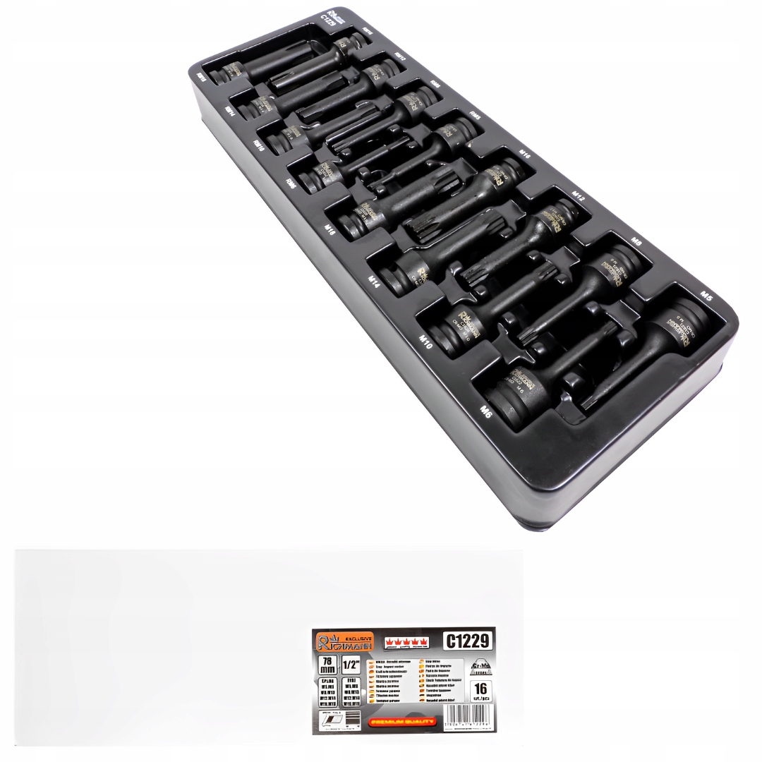 ZESTAW NASADKI UDAROWE 1/2" 78MM SPLINE M5-M18 RIBE M5-M18 16 ELEMENTÓW Marka RICHMANN