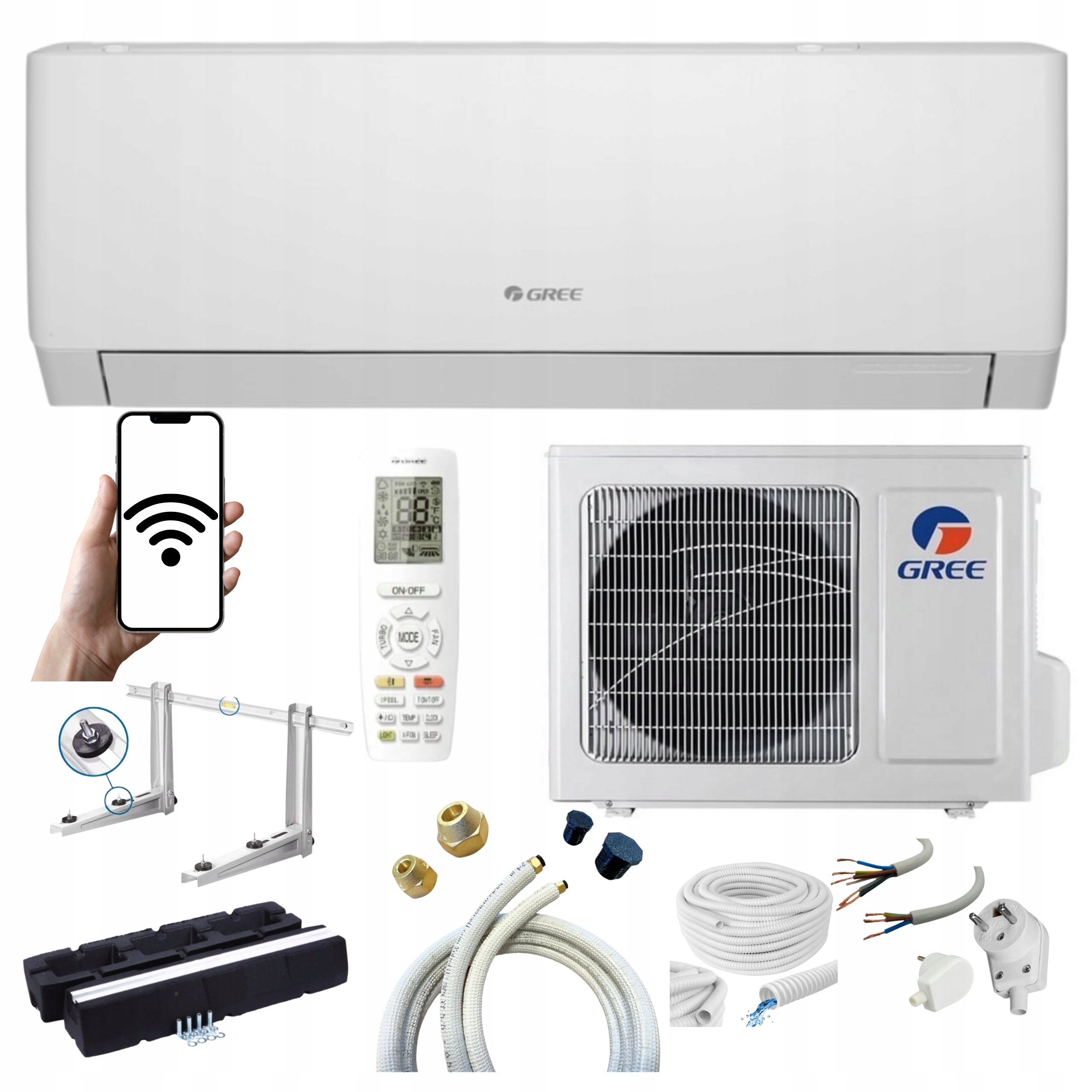 Nástenná klimatizácia Gree Pular 2,5 kW 30 m2 Wifi Pripravená Na Montáž