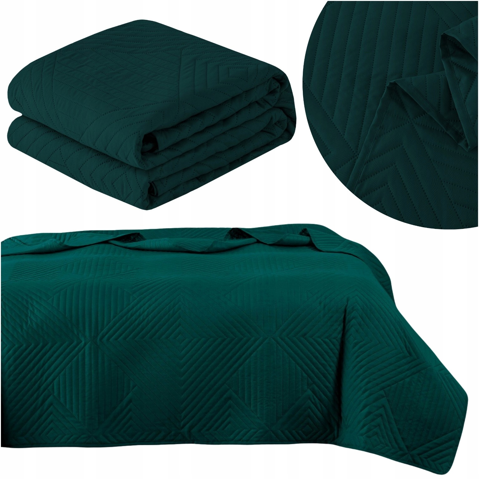 Přikrývka na postel 200x220 Pikovaná lisovaná mikrovlákno kapa Zeynep zelená