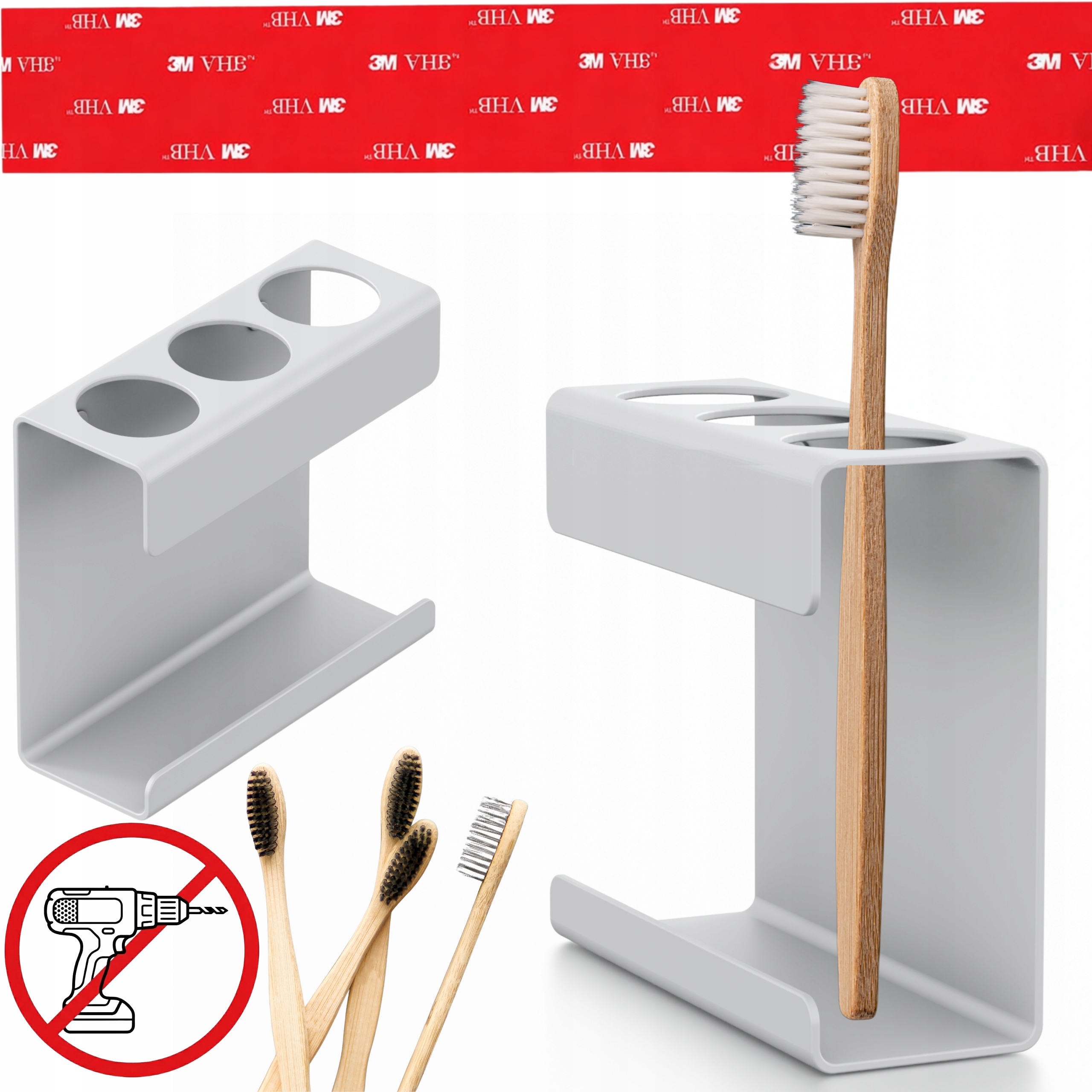 Nádoba Na Kartáčky Smile Hliníková Bez Vrtání, Koupelnová Páska