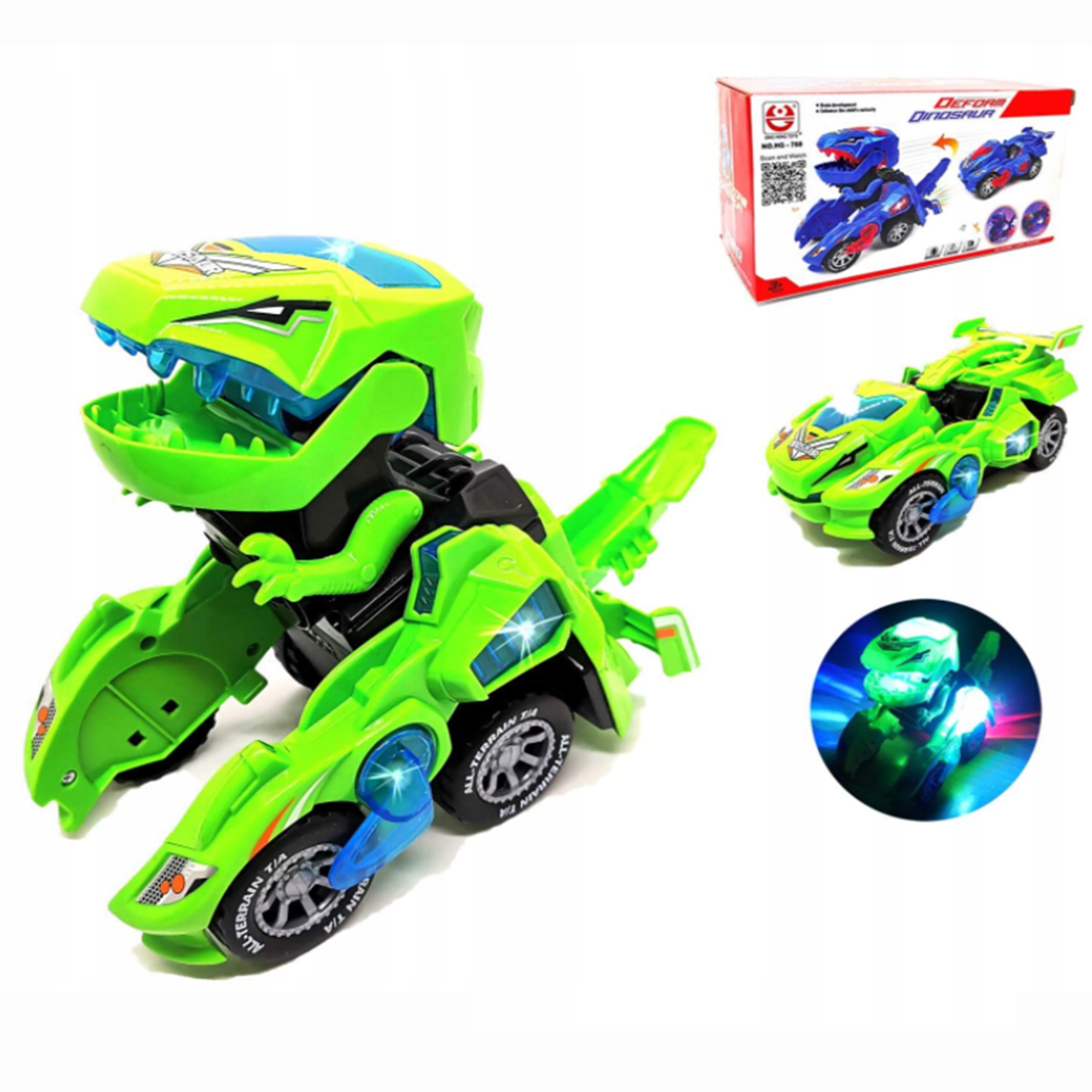 

Auto Robot 2W1 Dinozaur Jeździ Świeci Ryczy