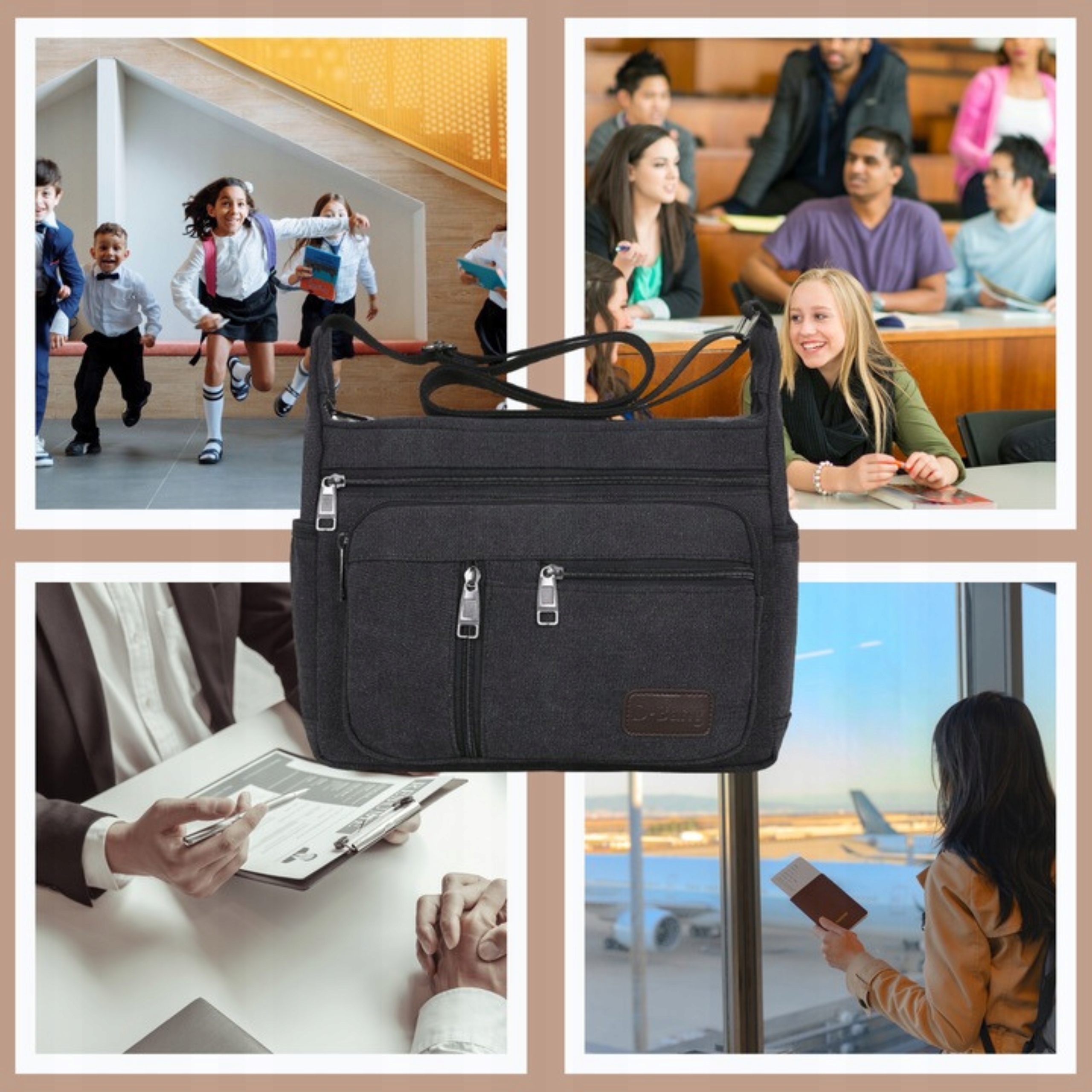 TORBA MESKA NA RAMIE LISTONOSZKA SASZETA DO PRACY Wzór dominujący bez wzoru