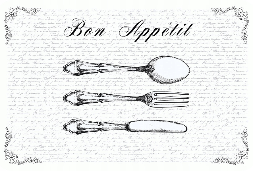 

Podkładka mata na stół talerze Bon Appetit 44x29